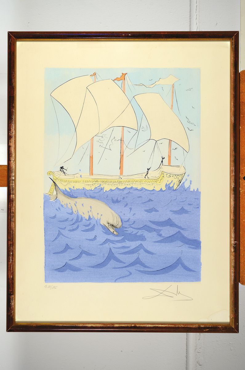 Detail k: Salvador Dali, 1904-1989, Zebulun, Kaltnadelradierung mit Pochoir aus der Serie Die zwölf Stämme Israels von 1973, handsign. und num. G 26/195, ca. ...