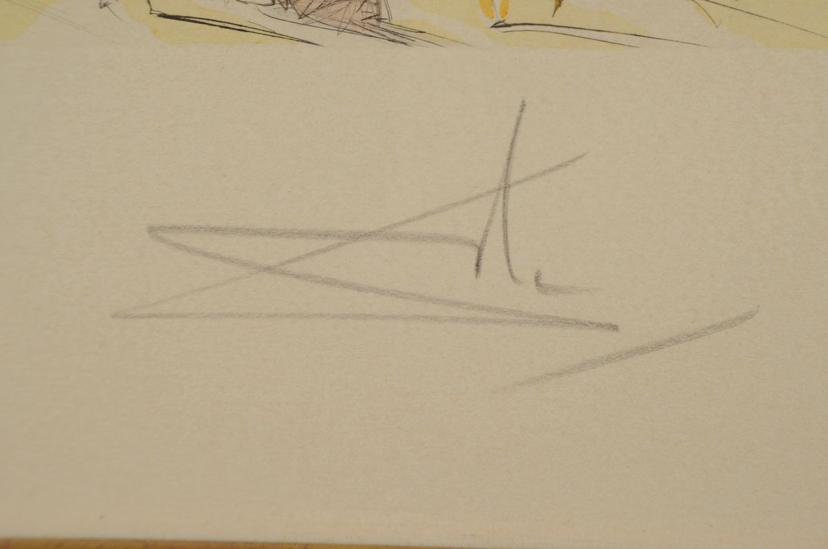 Detail a: Salvador Dali, 1904-1989, Cote d'Azur, (Hommage a Picasso), Kaltnadelradierung mit Pochoir von 1974, handsign. und bez.: E.A., ca. 50.3x36.5cm, ...