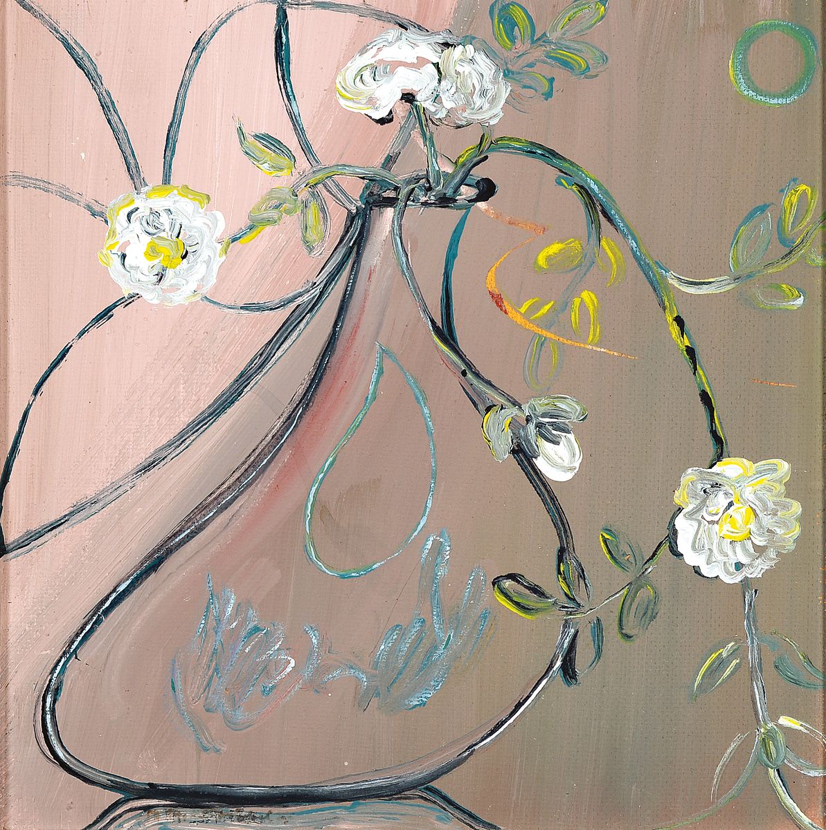 Maria Theresia Ströbel, geb. 1925 Fürstenstein, Vase mit Blumen, Acryl auf Hartfaser, ca. 32x32cm, R. ca. 39x39cm