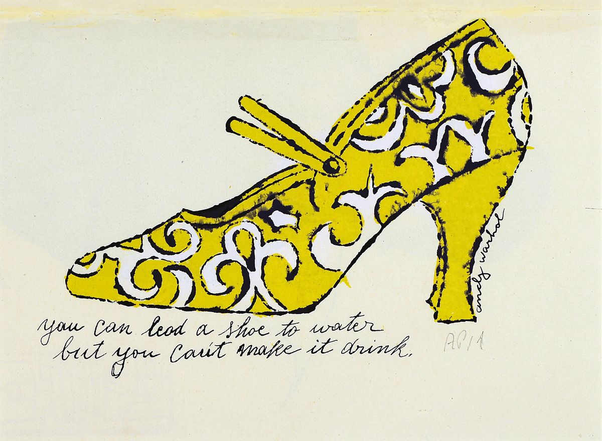 Andy Warhol, 1928 Pittsburgh-1987 New York, Farblithographie aus der Serie Shoes, High Heels III, You can lead a shoe to water, but you can't ...