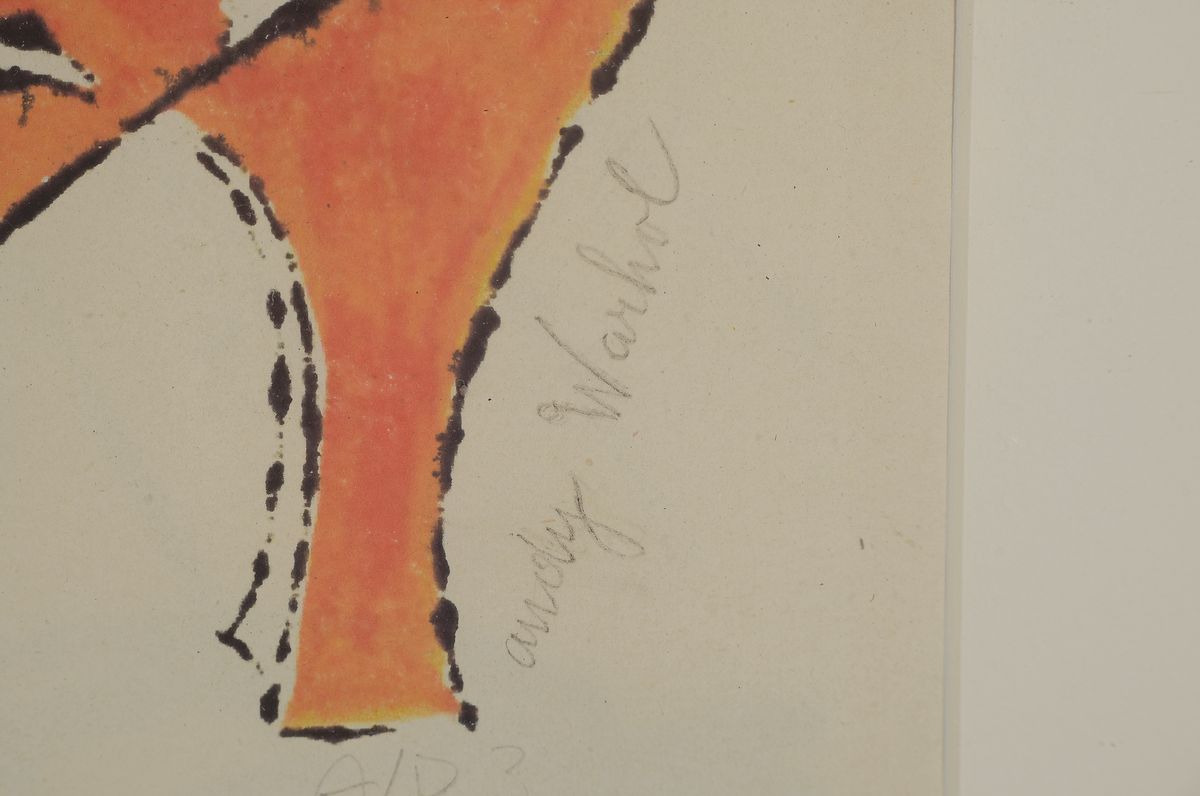 Detail a: Andy Warhol, 1928 Pittsburgh-1987 New York, Farblithographie aus der Serie Shoes, You can lead a shoe to water, but you can't make it drink, ...