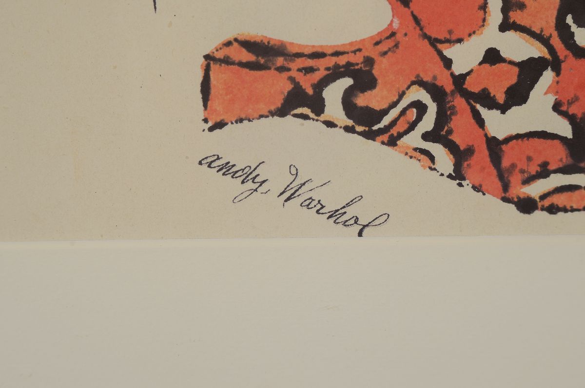 Detail a: Andy Warhol, 1928 Pittsburgh-1987 New York, Farblithographie aus der Serie Shoes, To Tony Curtis The some like it hot shoe, wurde als Werbemittel ...