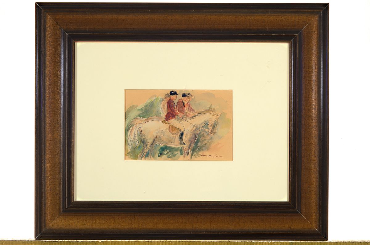 Detail k: Otto Dill, 1884 Neustadt a.d. Weinstraße-1957 Bad Dürkheim, drei Reiter zu Pferd, Aquarell auf Papier, rechts unten signiert, 13x19cm, PP, u.Gl., ...