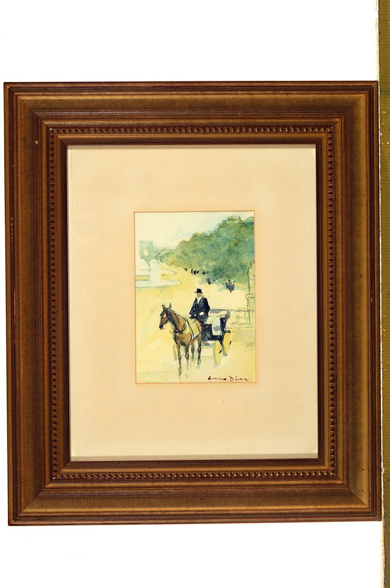 Detail k: Otto Dill, 1884 Neustadt a.d. Weinstraße-1957 Bad Dürkheim, Kutsche in Parklandschaft, Aquarell auf Papier, rechts unten signiert, ca. 15.5x11.5cm, ...