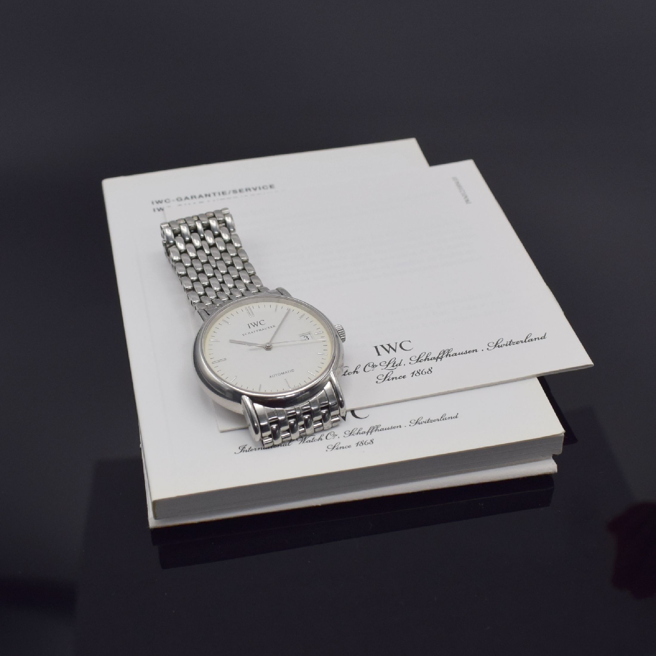 Detail e: IWC Armbanduhr Portofino in Edelstahl Referenz IW353303, Automatik, Edelstahlgeh. inkl. orig. Gliederband m. dopp. Faltschl., Boden 4 -fach verschr., ...