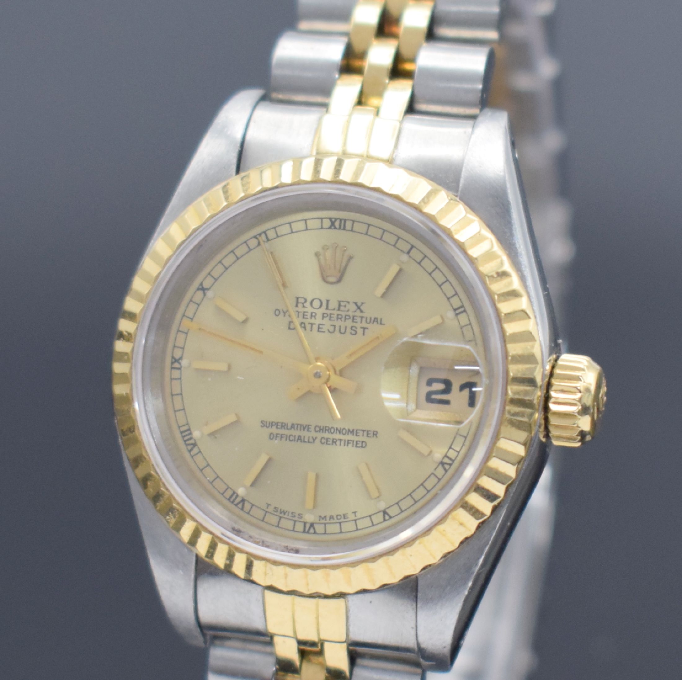 Detail a: ROLEX Damenarmbanduhr Oyster Perpetual Datejust Referenz 69173, Automatik, Schweiz um 1993, Chronometer der Superlative in Stahl/Gold kombiniert ...