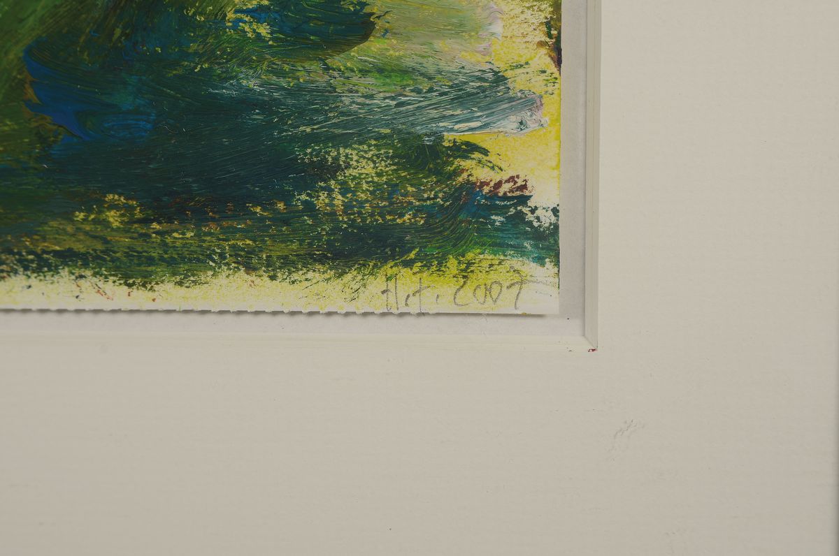 Detail a: Heide Fahlbusch, 1939 - 2019, "Lilien rot", Öl/Papier, monogrammiert und datiert 2007, 56x42 cm, unter Glas gerahmt 68x54 cm