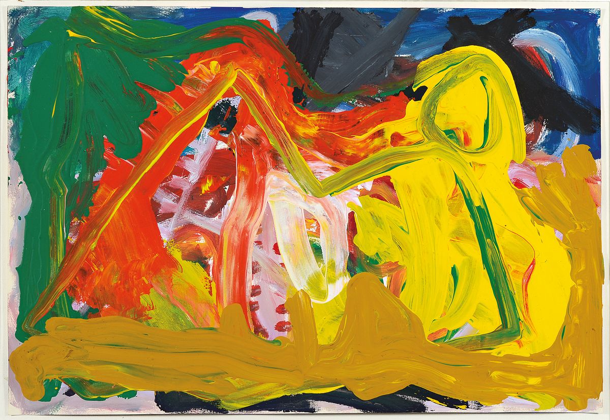 Franz Hitzler, geb. 1946, Studium an der Akademie München, "ohne Titel", Figurenkomposition, pastos-expressives Farbspektrum, Acryl/Papier ...