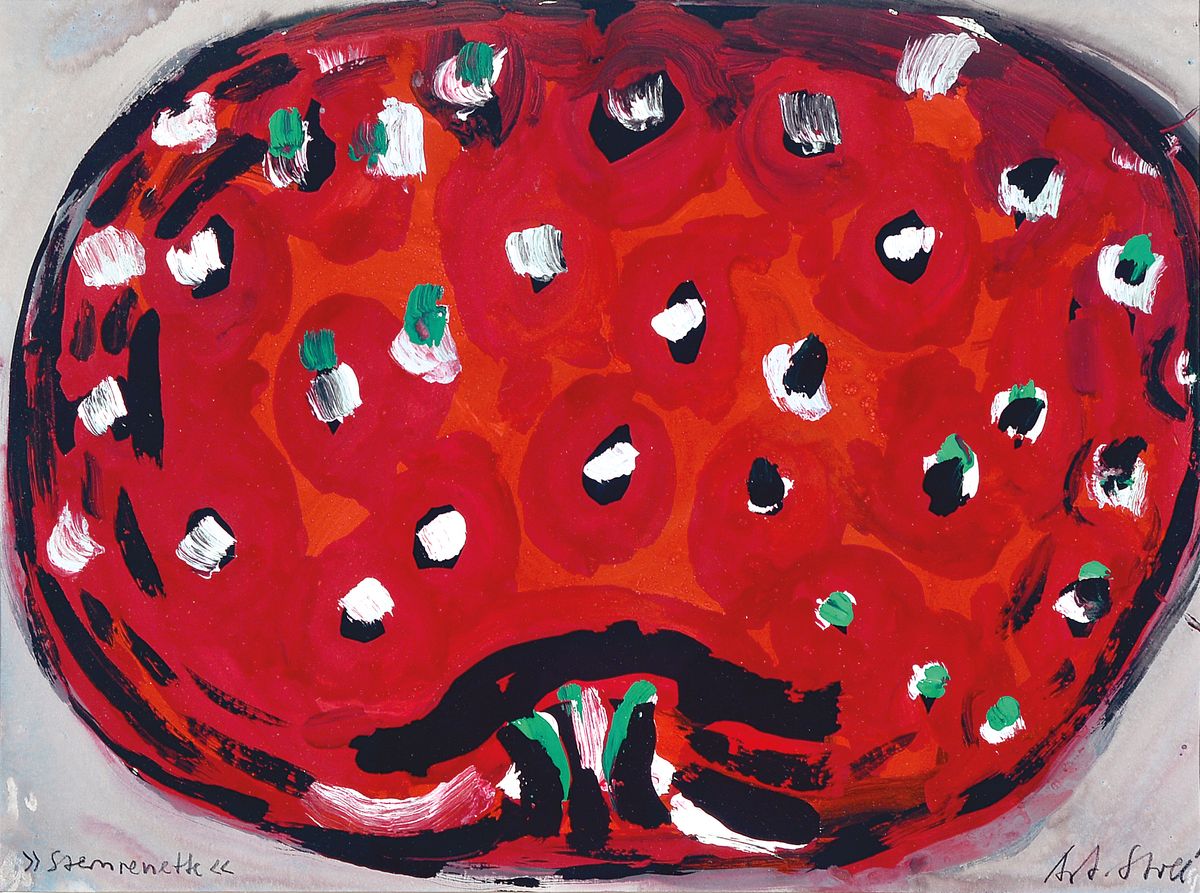 Artur Stoll, 1947 - 2003 Freiburg, Studium an der Akademie Karlsruhe, "Sternenrenette", malerische Darstellung des enstprechenden Apfels, ...