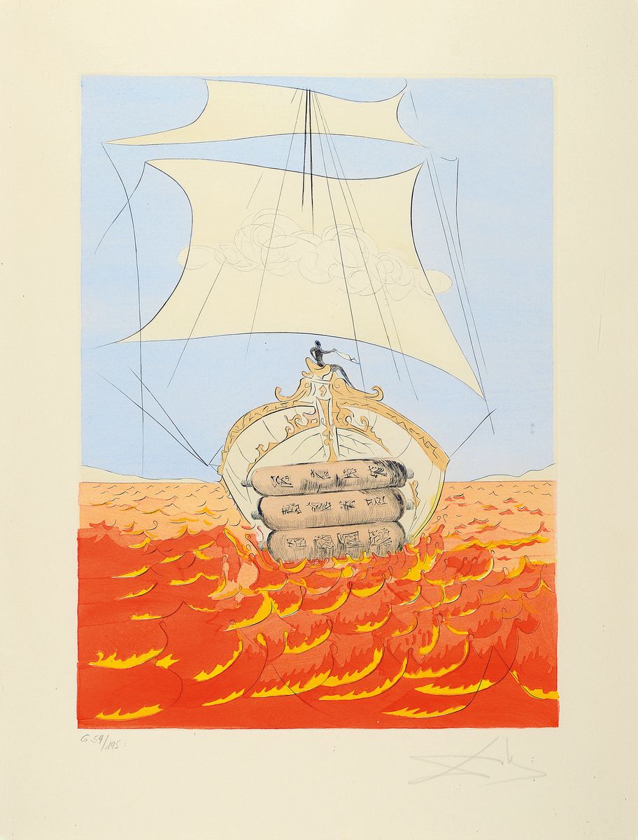 Salvador Dali, 1904-1989, Naphtali, Kaltnadelradierung mit Pochoir aus der Serie Die zwölf Stämme Israels von 1973, handsign. und num. G 54/195, ...