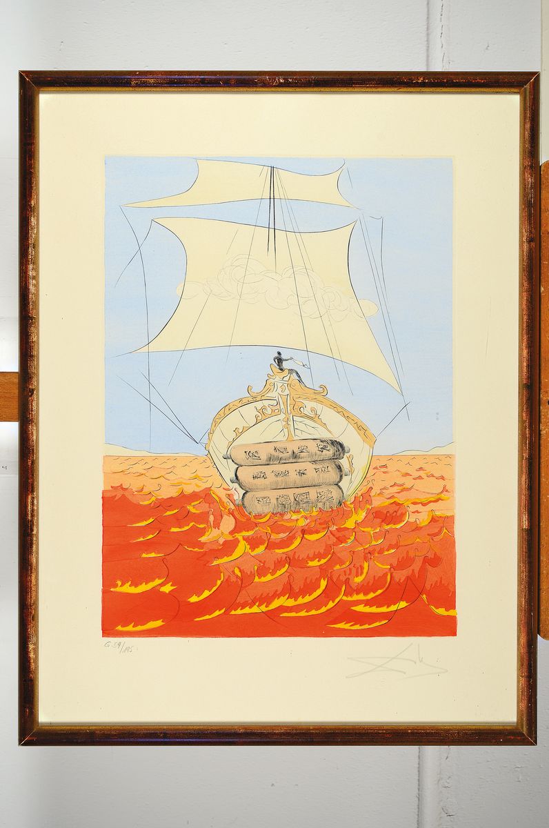 Detail k: Salvador Dali, 1904-1989, Naphtali, Kaltnadelradierung mit Pochoir aus der Serie Die zwölf Stämme Israels von 1973, handsign. und num. G 54/195, ...