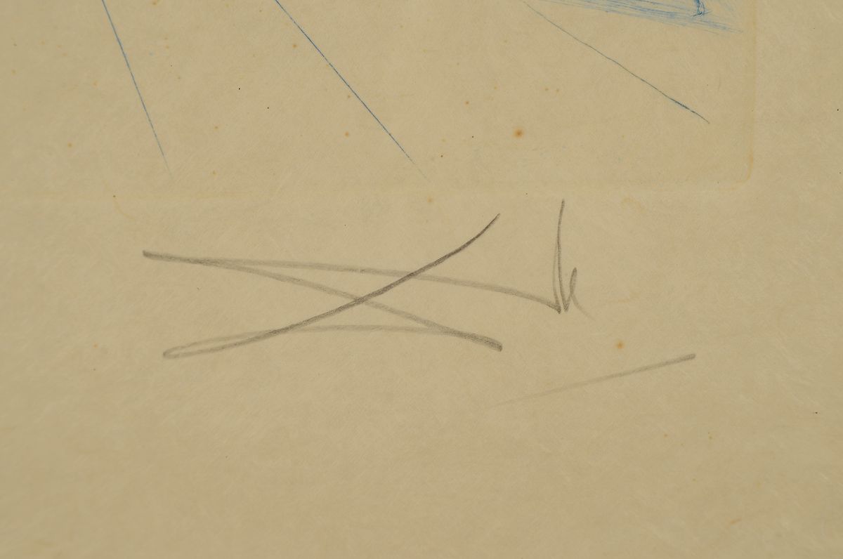 Detail a: Salvador Dali, 1904-1989, Der Bräutigam hüpft über die Berge, aus der Serie: Das Hohe Lied des Salomon von 1971, Radierung mit Pochoir und ...