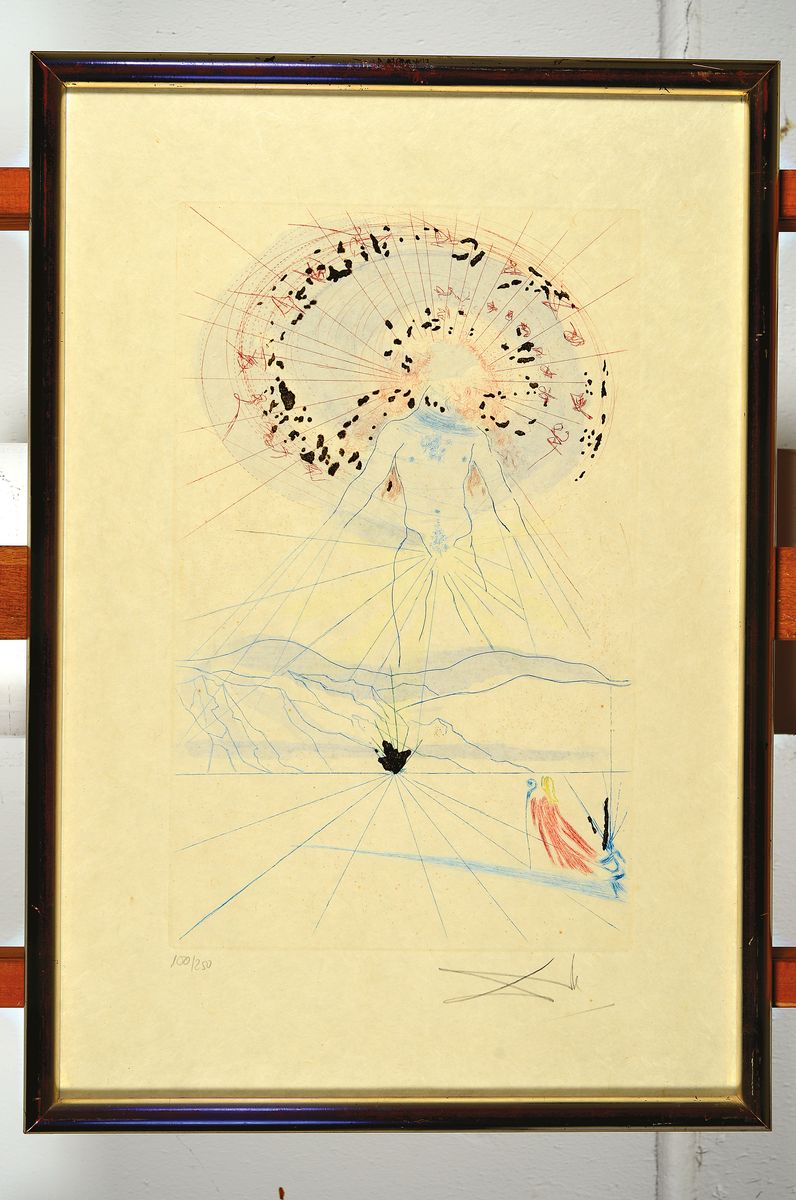 Detail k: Salvador Dali, 1904-1989, Der Bräutigam hüpft über die Berge, aus der Serie: Das Hohe Lied des Salomon von 1971, Radierung mit Pochoir und ...