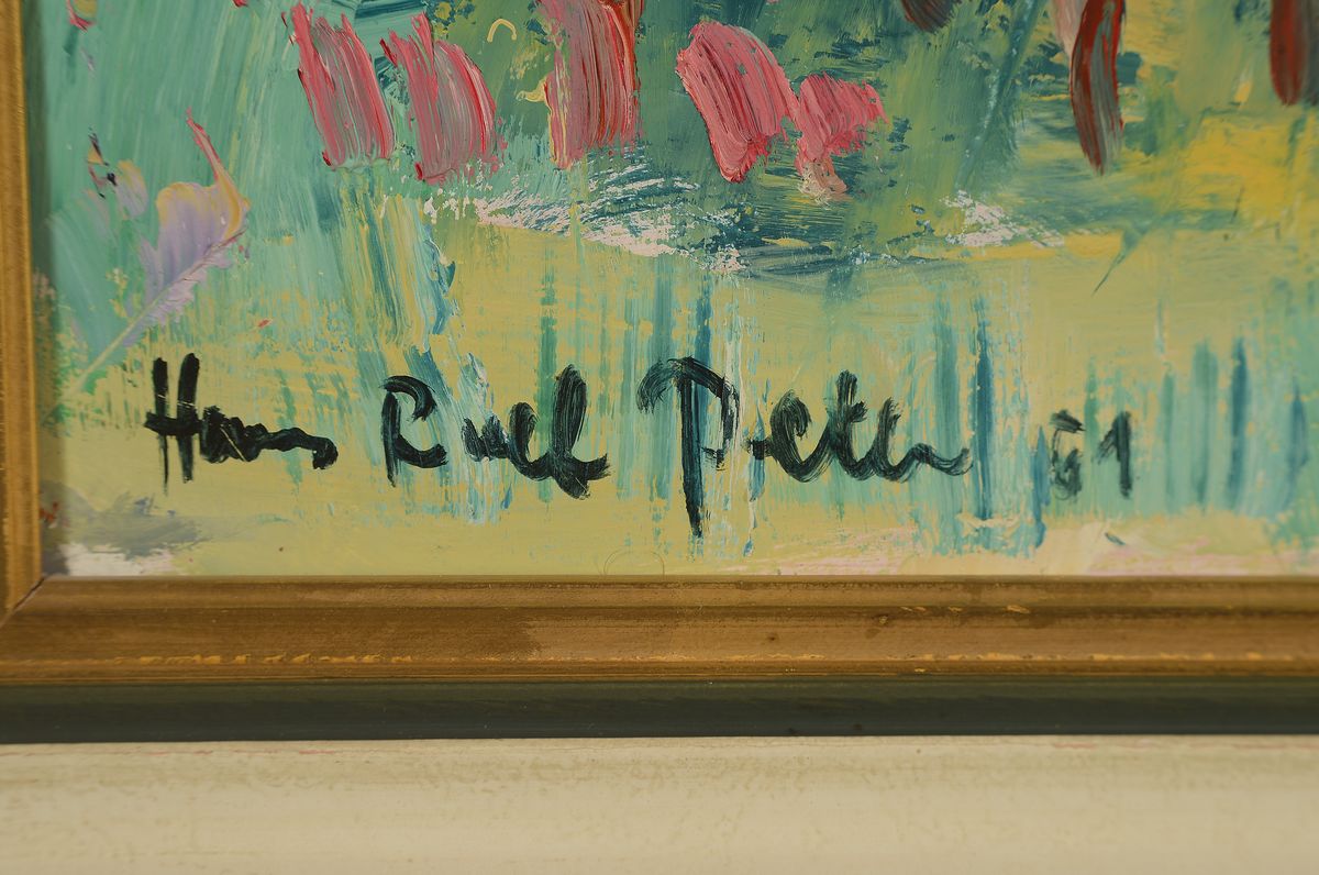 Detail a: Hans Rolf Peter, 1926 - 2020 Neustadt an der Weinstr., pfälzer Erntelandschaft mit Hambacher Schloß im Hintergrund, signiert und datiert 61, ...