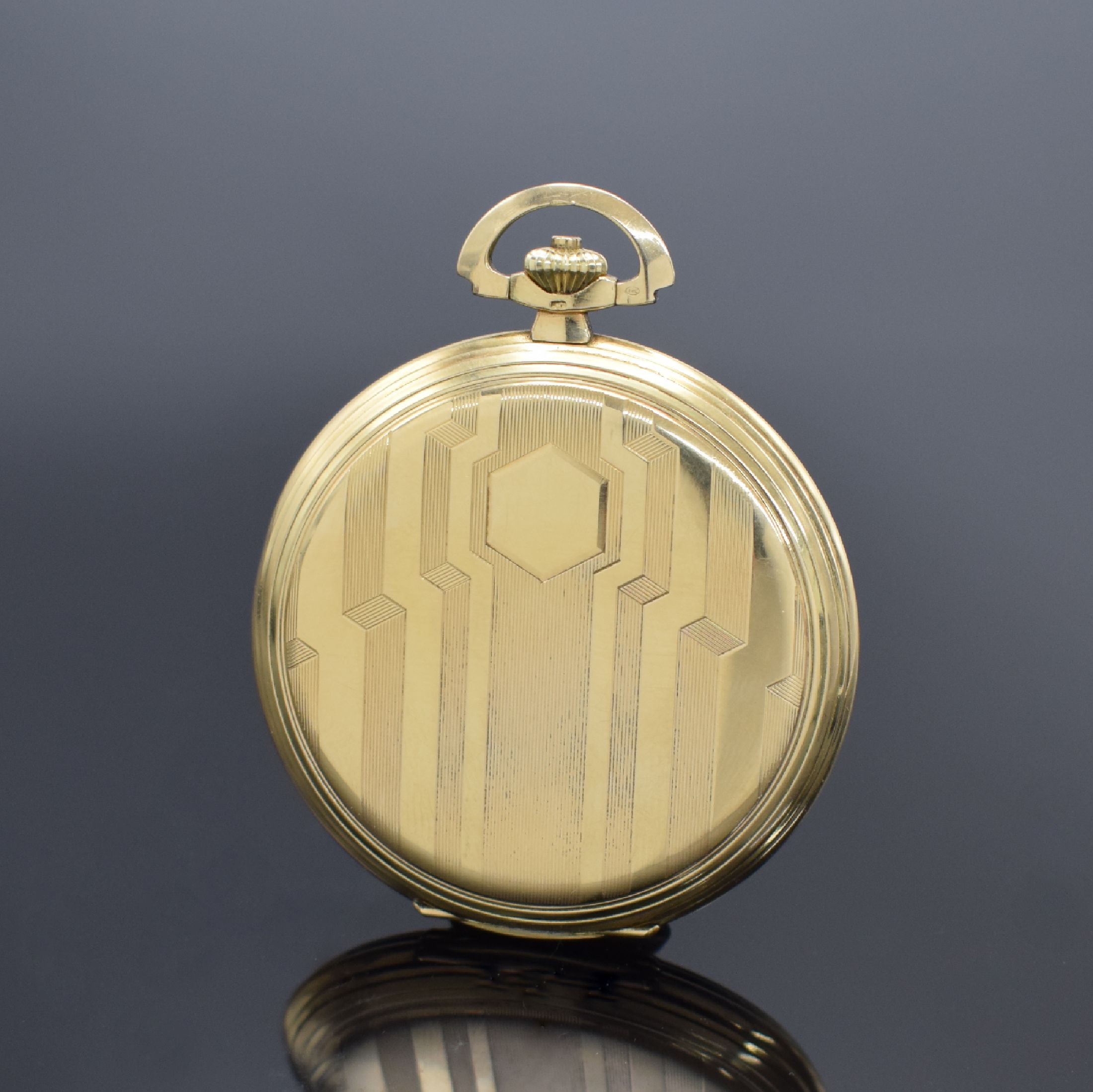 Detail b: IWC Savonette Herrentaschenuhr in GG 585/000, Schweiz um 1930, 2-Deckel Goldgeh. beids. sym. guill., Metallzifferblatt, Metallcuvette, verg. ...