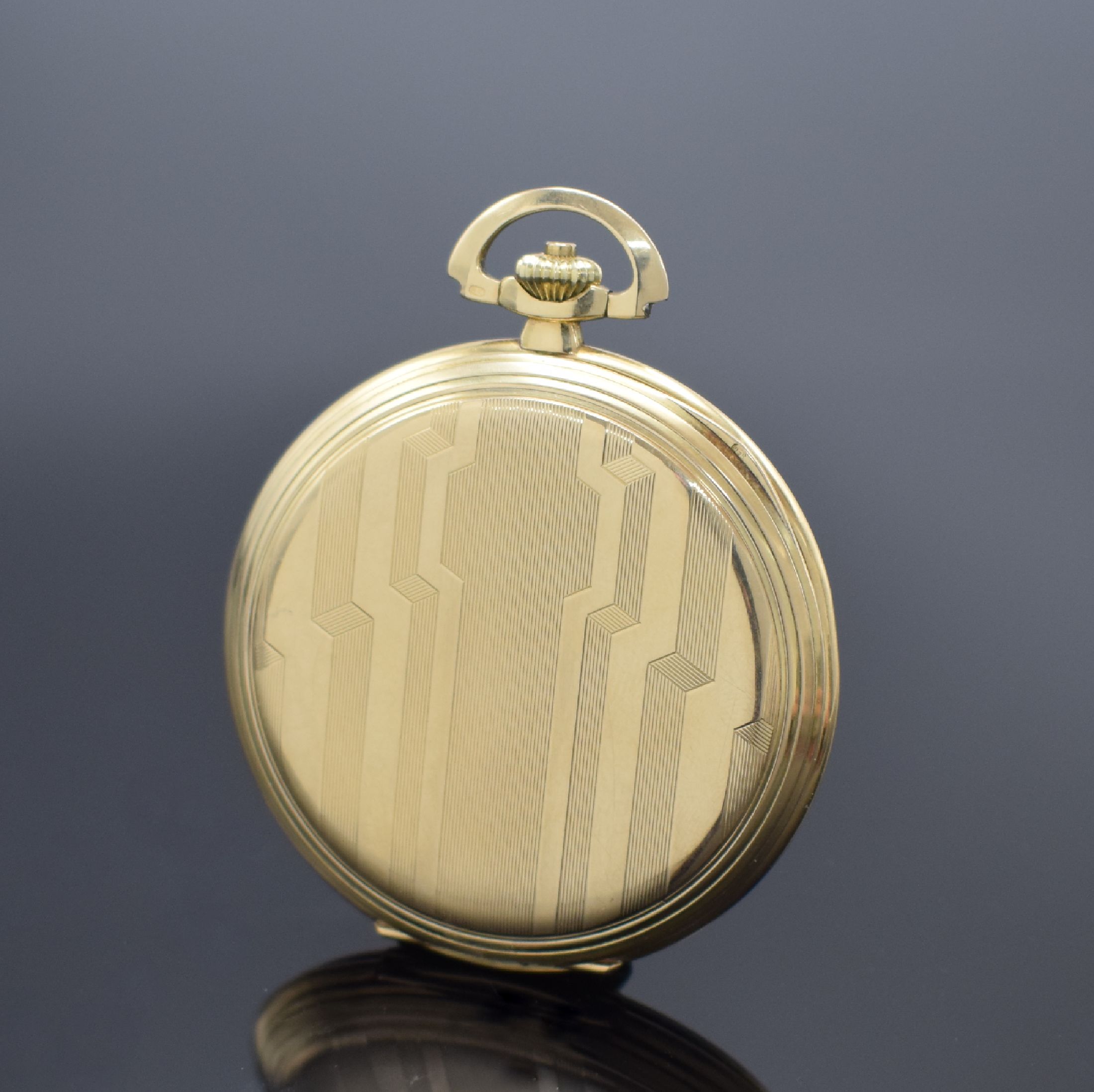 Detail c: IWC Savonette Herrentaschenuhr in GG 585/000, Schweiz um 1930, 2-Deckel Goldgeh. beids. sym. guill., Metallzifferblatt, Metallcuvette, verg. ...