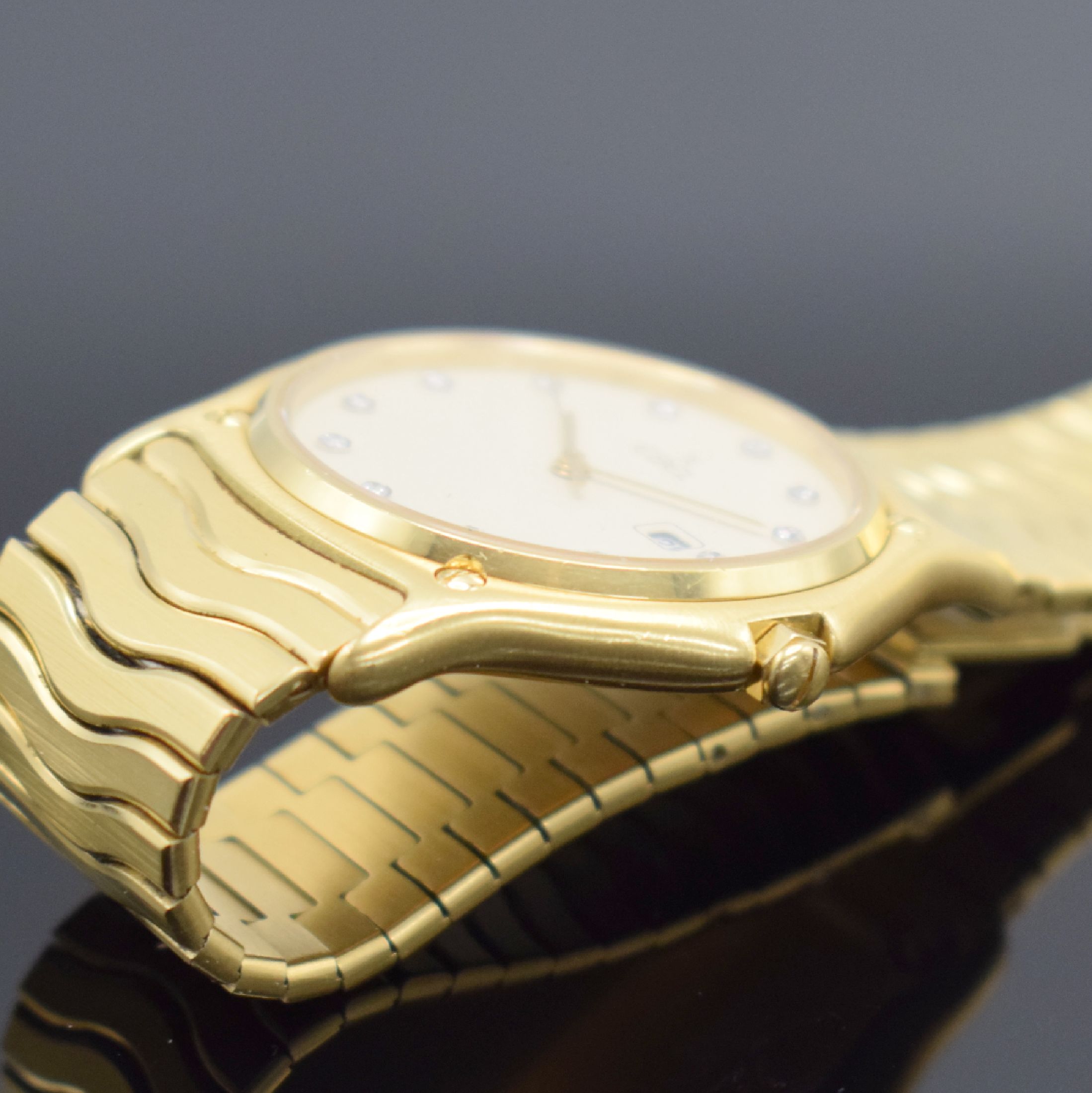 Detail d: EBEL Armbanduhr Classic Wave in GG 750/000 Referenz 883903, Schweiz um 1995, massives, 2-teil. Geh. inkl. Wellengliederband m. Faltschl., Lünette ...