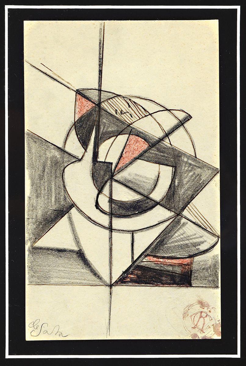 Eugène de Sala, 1899 Randers-1987 Kopenhagen, Kubistische Komposition, Bleistift, Tusche und Farbstift auf Papier, li. u. sign., rechts unten ...