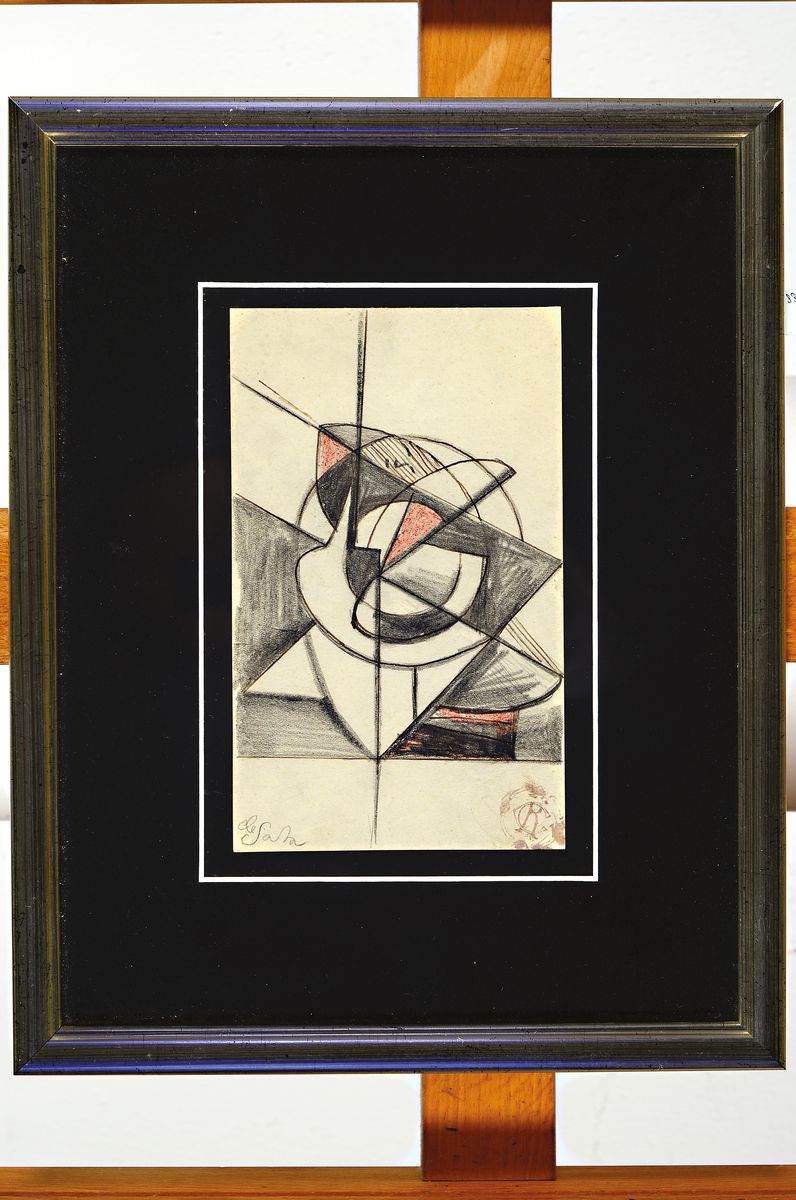 Detail k: Eugène de Sala, 1899 Randers-1987 Kopenhagen, Kubistische Komposition, Bleistift, Tusche und Farbstift auf Papier, li. u. sign., rechts unten ...