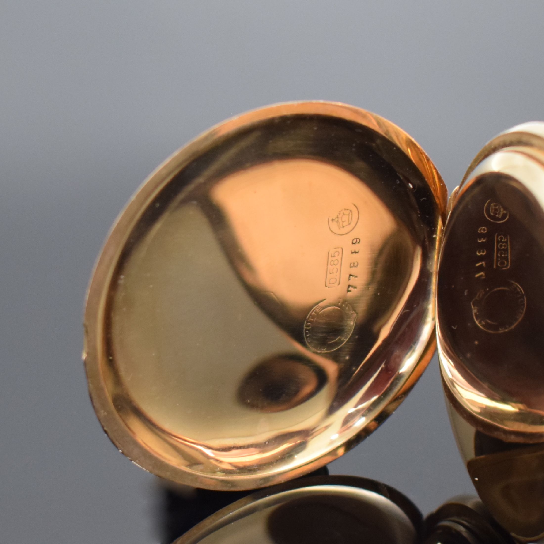 Detail d: DEUTSCHE UHRENFABRIKATION GLASHÜTTE A. LANGE & SÖHNE Herrensavonette in RoséG 585/000, Deutschland verk. lt. beil. Zertifikat von 2001 03/1921, ...