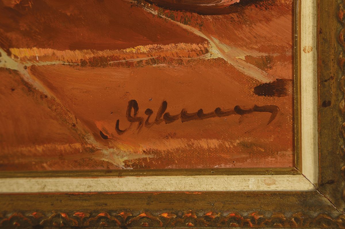 Detail a: Gerhard Dickmeis, 1918 Heinsberg - 1978 Jülich, Interieur in der Stube, Öl/Lwd, unleserlich signiert, ca. 70 x 80 cm, Rahmen