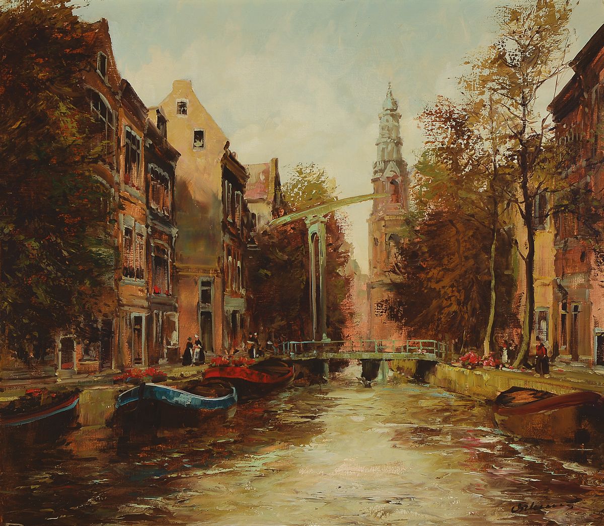 Gerhard Dickmeis, 1918 Heinsberg - 1978 Jülich, Amsterdamer Gracht, Öl/Lwd, signiert, ca. 70 x 80 cm, Rahmen