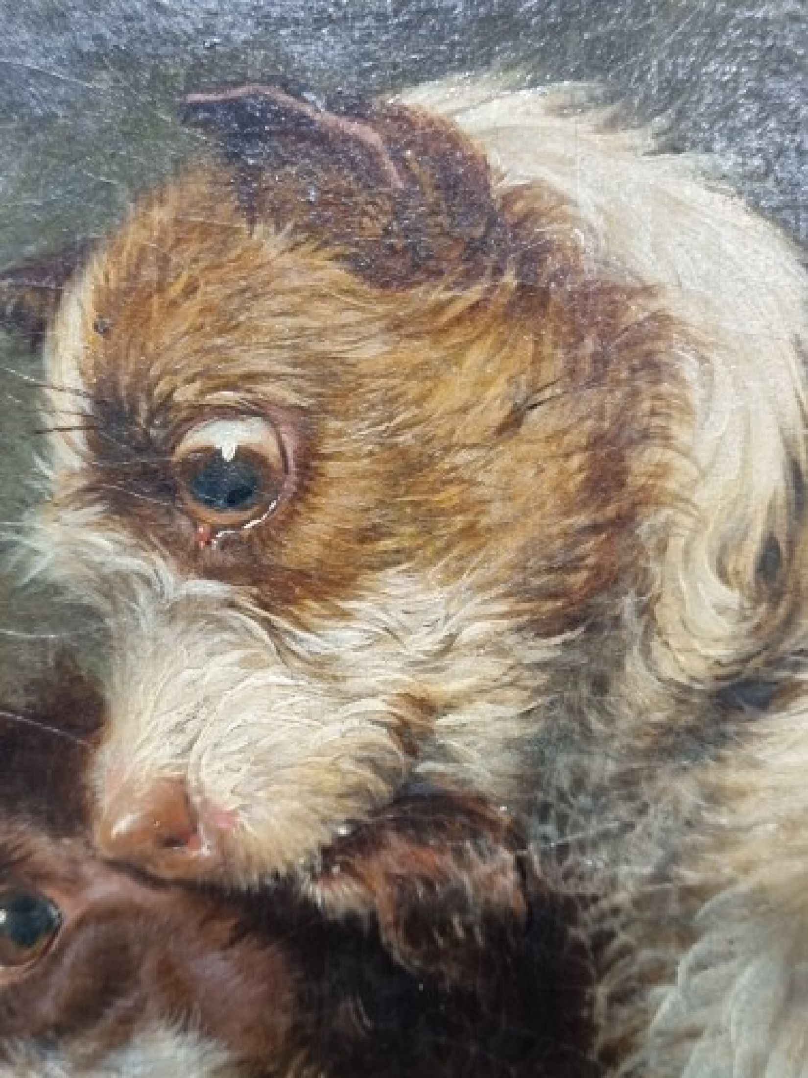 Detail h: Martin Theodore Ward, 1799 London - 1874, Schüler von Edwin Landseer, einer der angesehensten Tiermaler Großbritanniens, zwei Terrier beim erlegen ...