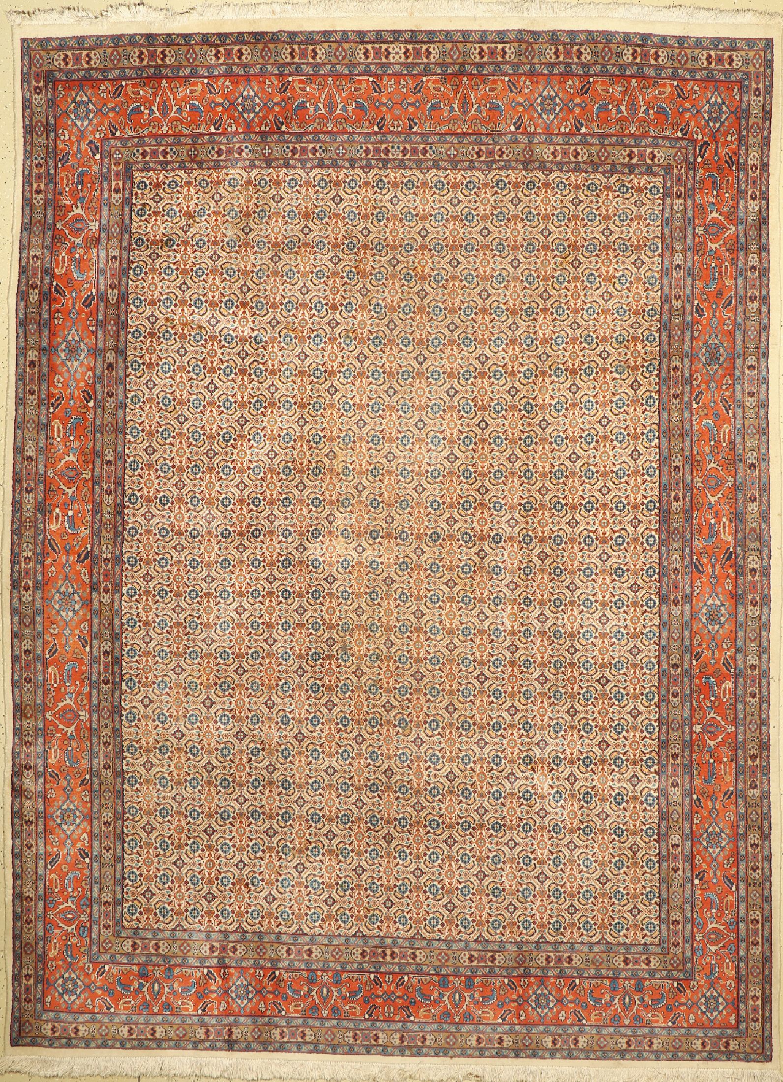 Mud fein, Persien, ca. 50 Jahre, Korkwolle mit Seide, ca. 295 x 220 cm, Reinigungsbedürftig, EHZ: 2