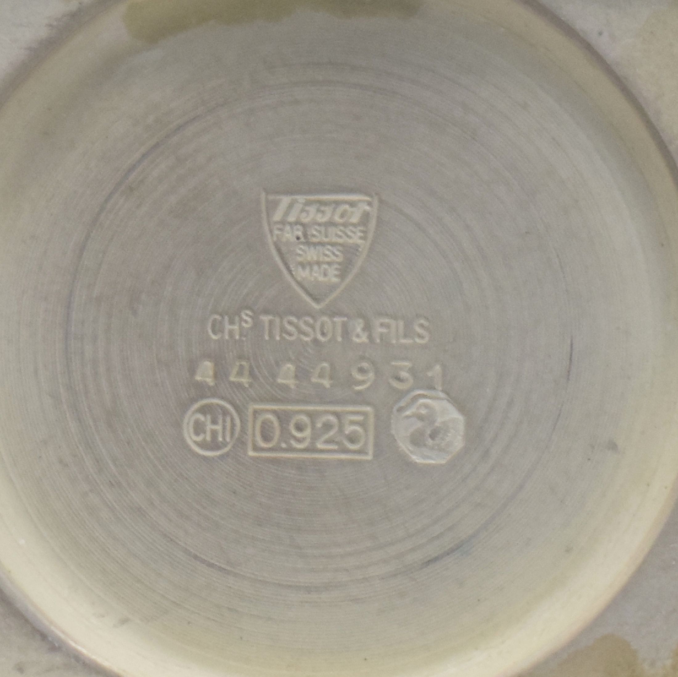 Detail i: TISSOT sehr seltene große Herrenarmbanduhr Durchmesser 42 mm in Silber 925/000, Schweiz um 1974, Automatik, massives 2-teil. Silbergeh. sign., Boden ...