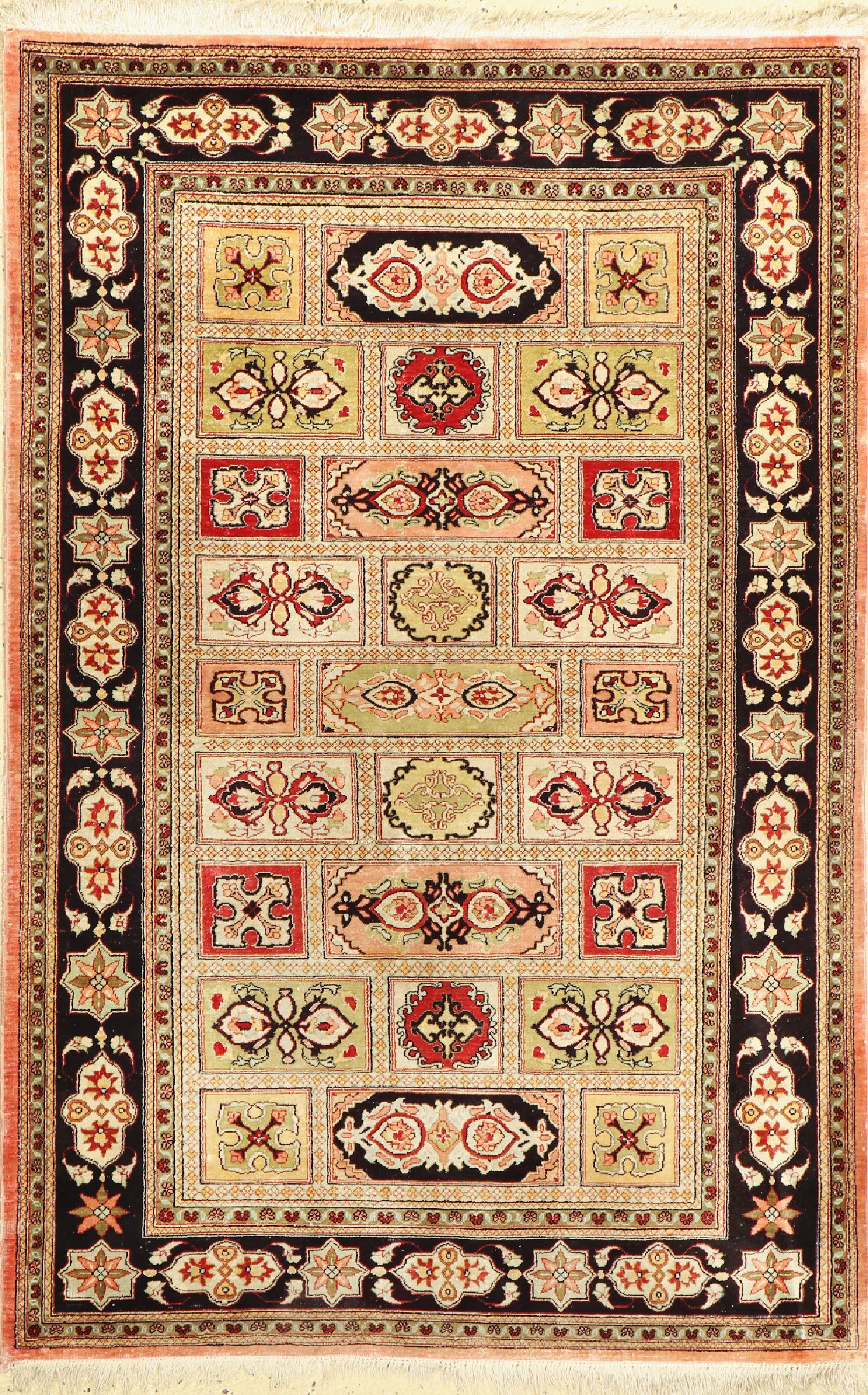 Ghom Seide, Persien, ca. 40 Jahre, reine Naturseide, ca. 130 x 85 cm, ca. 1,0 Mio. Kn/qm, EHZ: 2