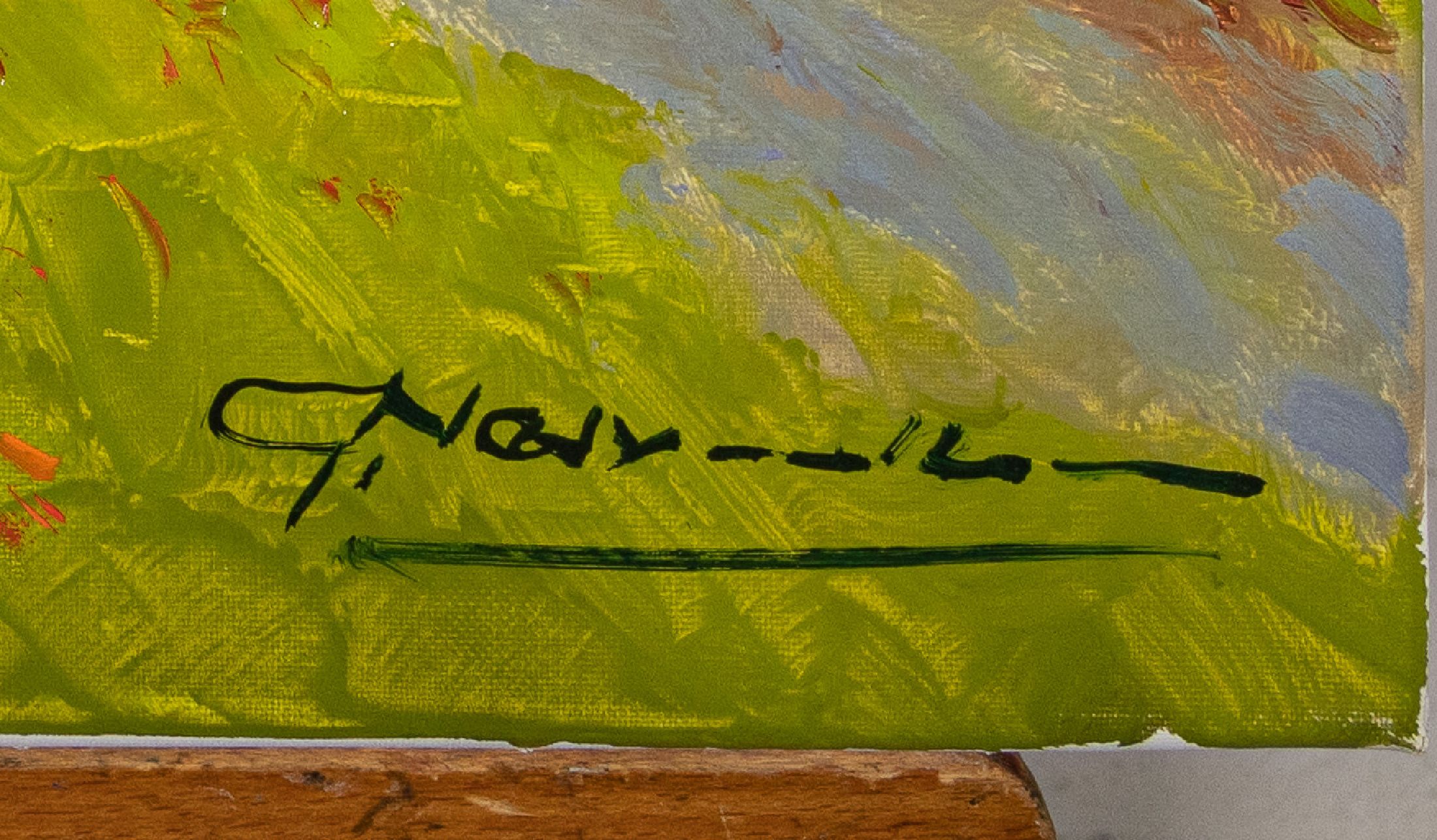 Detail d: Gerhard Nesvadba, geb. 1941 (Hessen), drei sommerliche Landschaften mit blühenden Feldern, je signiert, Öl/Lwd, ungerahmt, je 60x50 cm