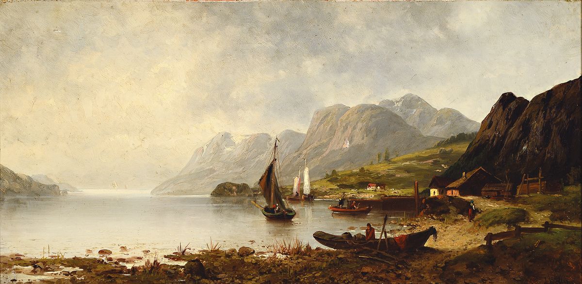 J. Rollin: Synonym Karl Kaufmanns, 1843 Neuplachowitz - 1905 Wien, Studium an der Akademie Wien, idealisierte Flusslandschaft, bewegte ...