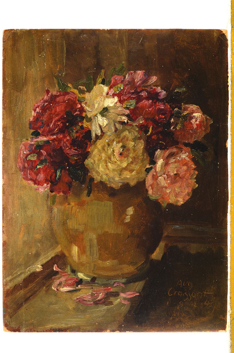 Detail k: August Croissant, 1870 Edenkoben-1941 Landau, Blumenstillleben, Öl/Malkarton, rechts unten signiert und dat. 1924, ca. 36x27cm