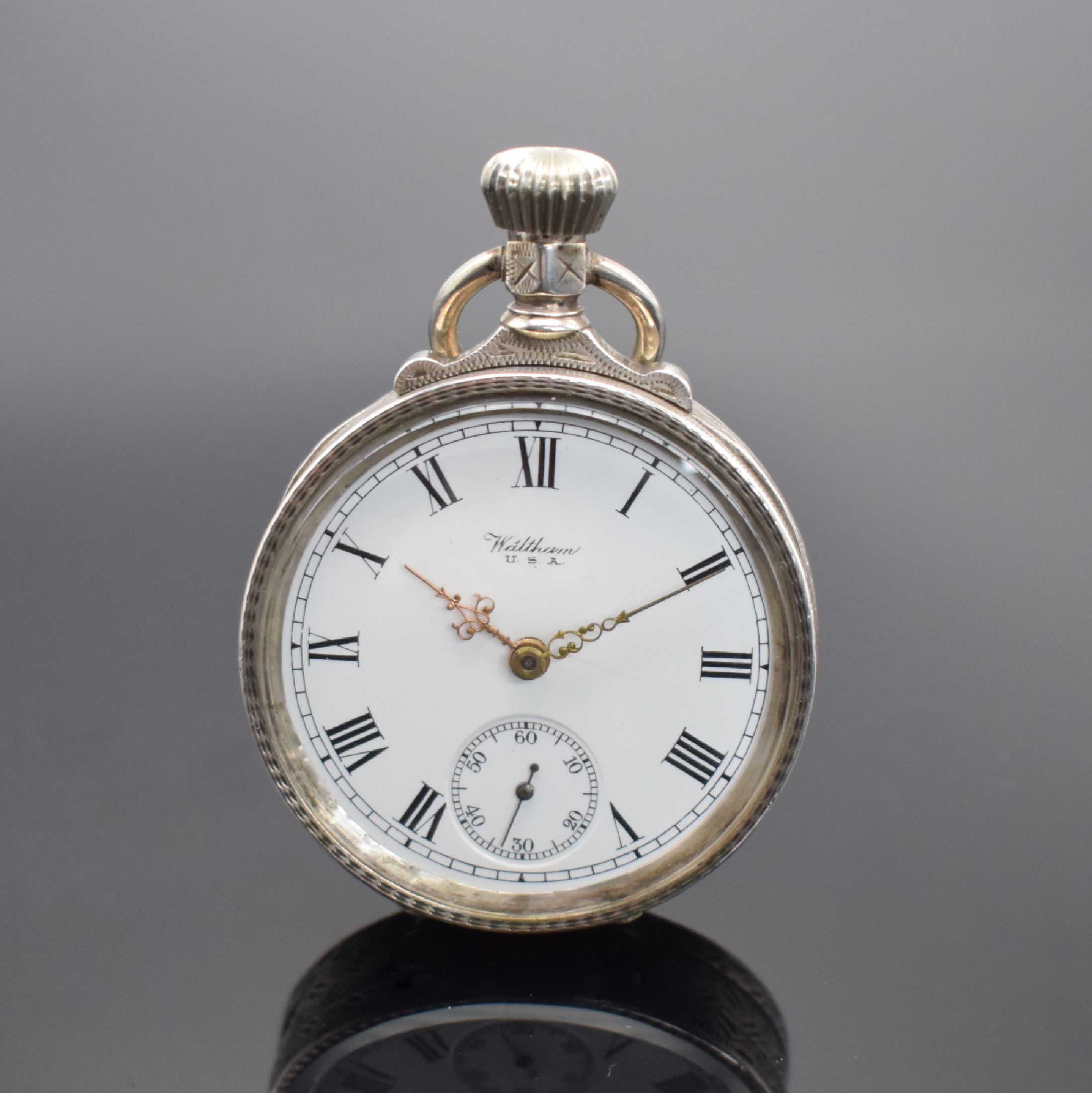 Detail i: Le GRAND à Dieppe frühes Spindelwerk mit Scheinpendel & 2 weitere Taschenuhren, Frankreich um 1720 / USA um 1900, 1. hohes verg. Werk m. ...