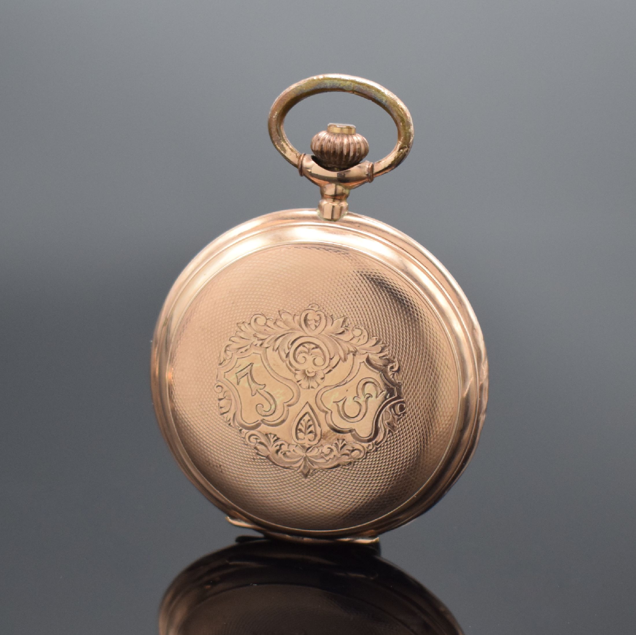Detail g: ALPINA Herrensavonette in GG 585/000 & 2 weitere Goldtaschenuhren, Schweiz um 1890 - 1920, 1. Alpina m. gut erhaltenem guill. Louis-XVI Geh., gold. ...