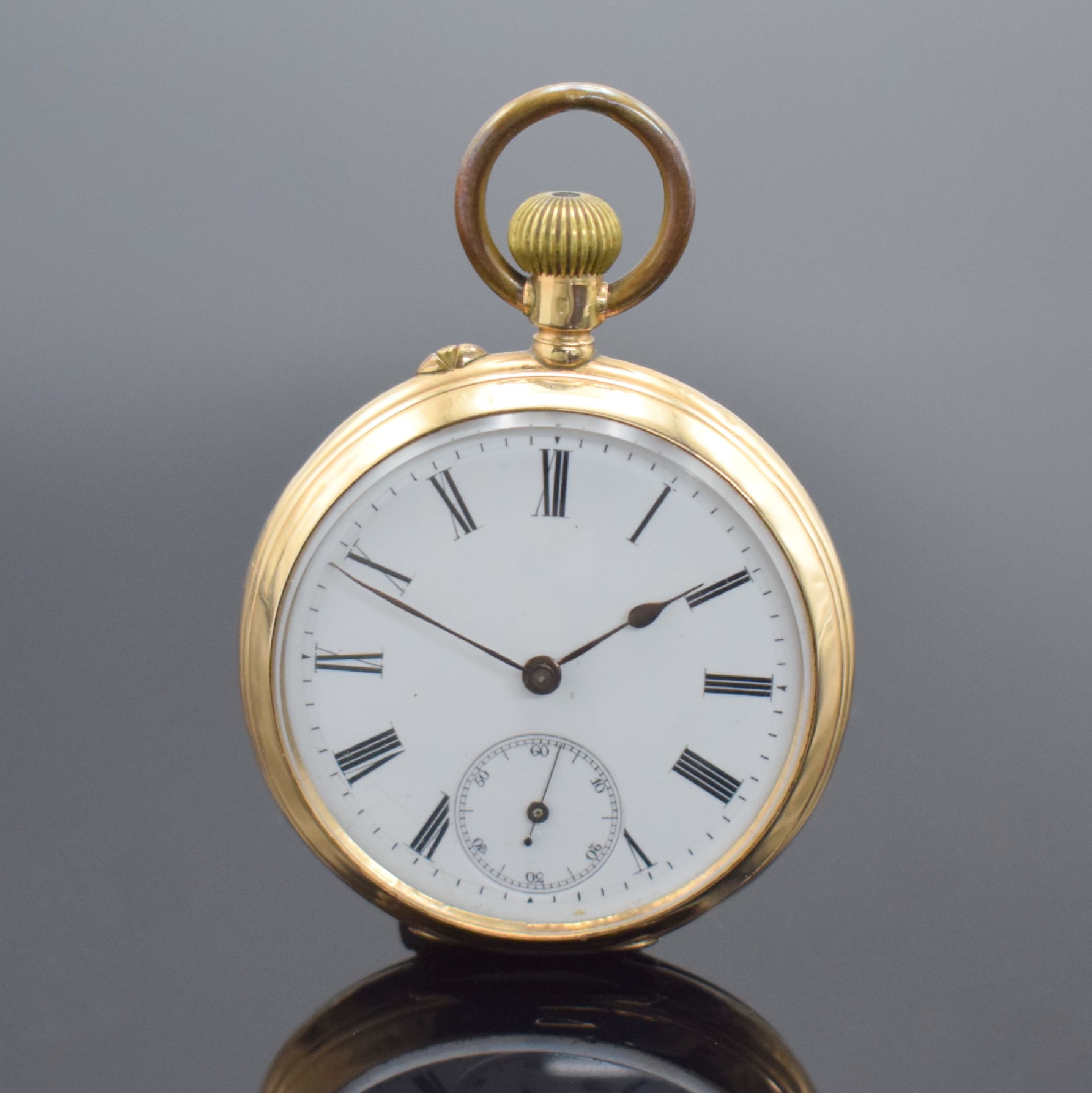 Detail j: ALPINA Herrensavonette in GG 585/000 & 2 weitere Goldtaschenuhren, Schweiz um 1890 - 1920, 1. Alpina m. gut erhaltenem guill. Louis-XVI Geh., gold. ...
