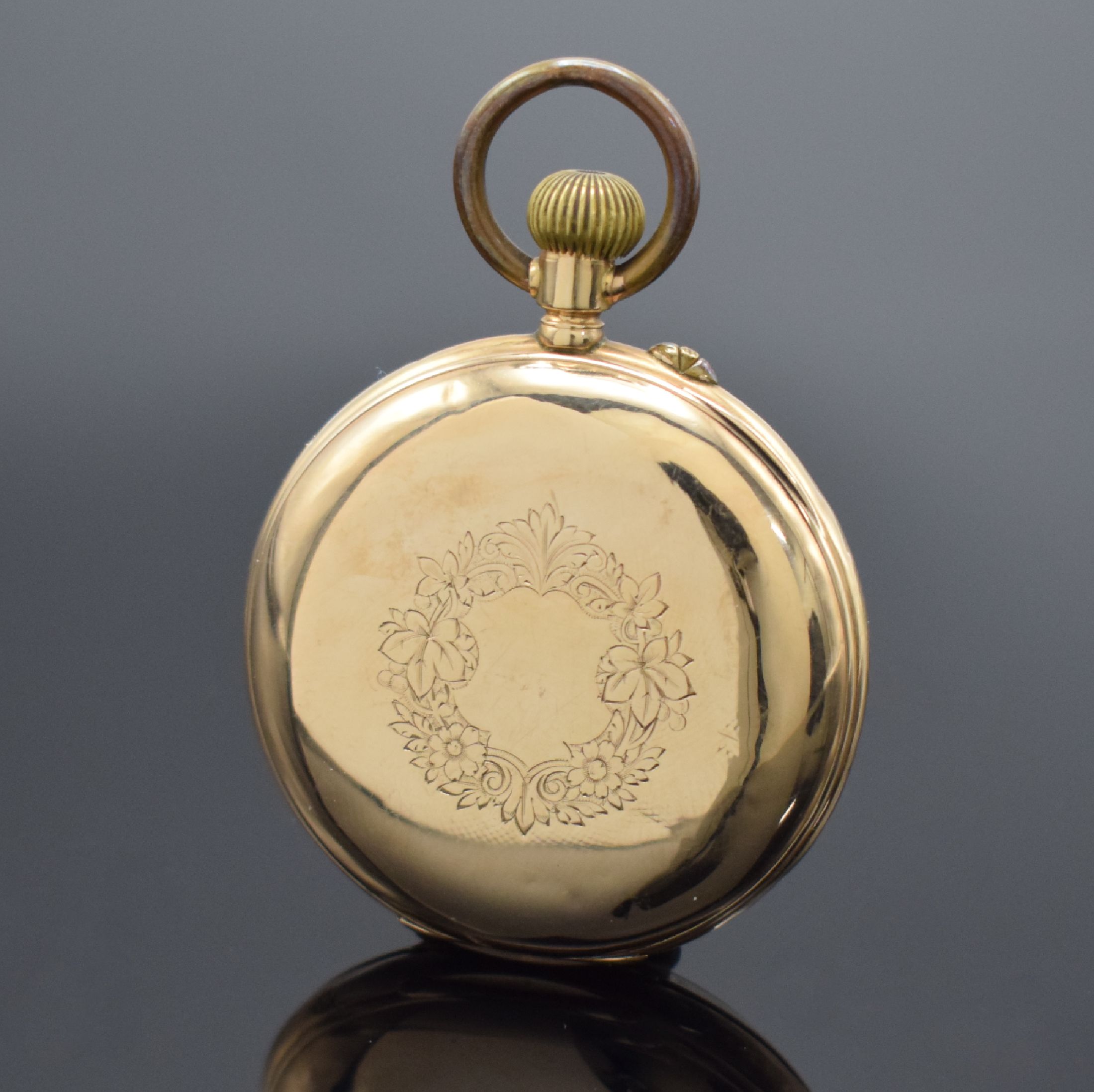 Detail k: ALPINA Herrensavonette in GG 585/000 & 2 weitere Goldtaschenuhren, Schweiz um 1890 - 1920, 1. Alpina m. gut erhaltenem guill. Louis-XVI Geh., gold. ...