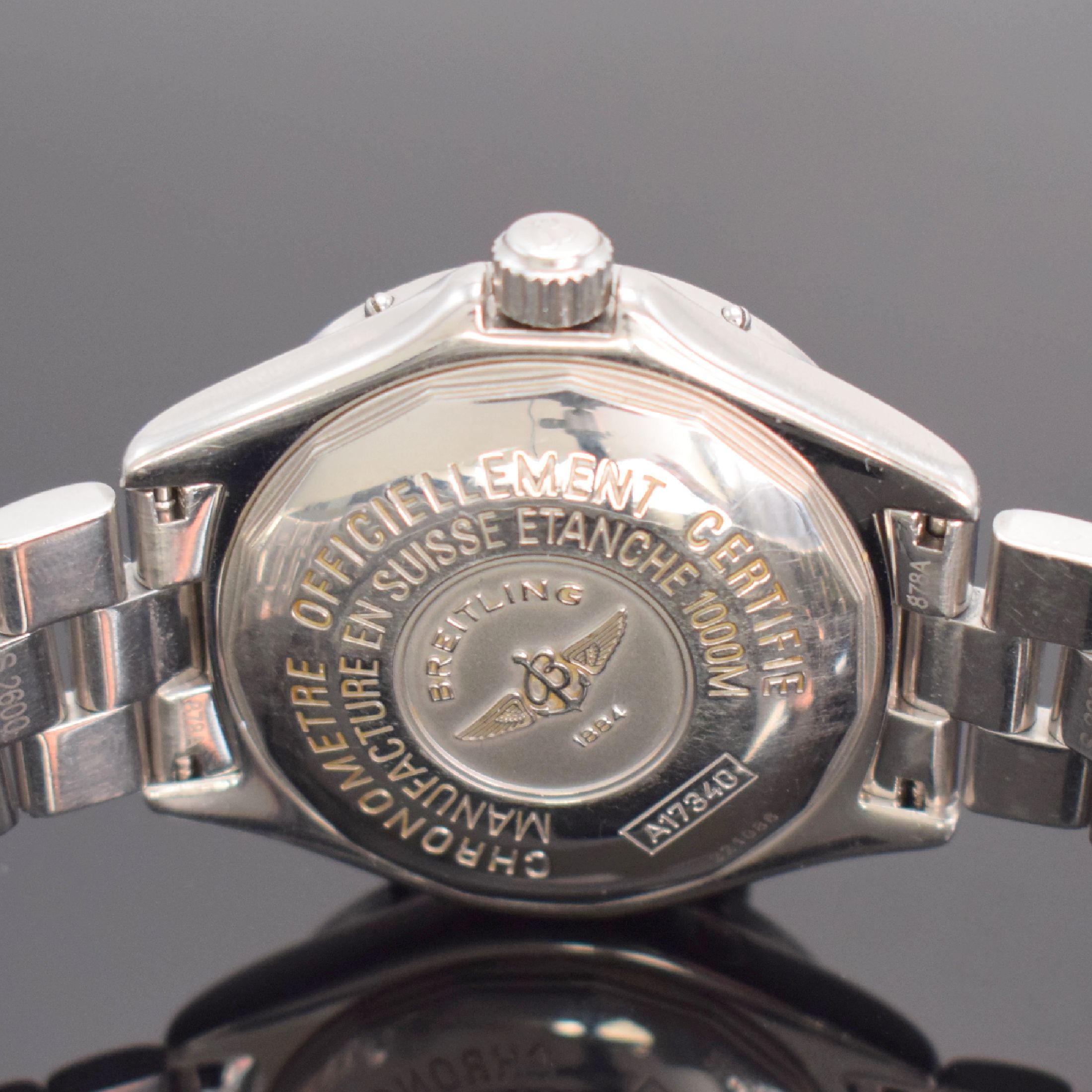 Detail d: BREITLING Colt Superocean Herrenarmbanduhr Referenz A17340, Schweiz verk. lt. beil. Pap. 11/2000, Automatik, verschr. Edelstahlgeh., orig. ...