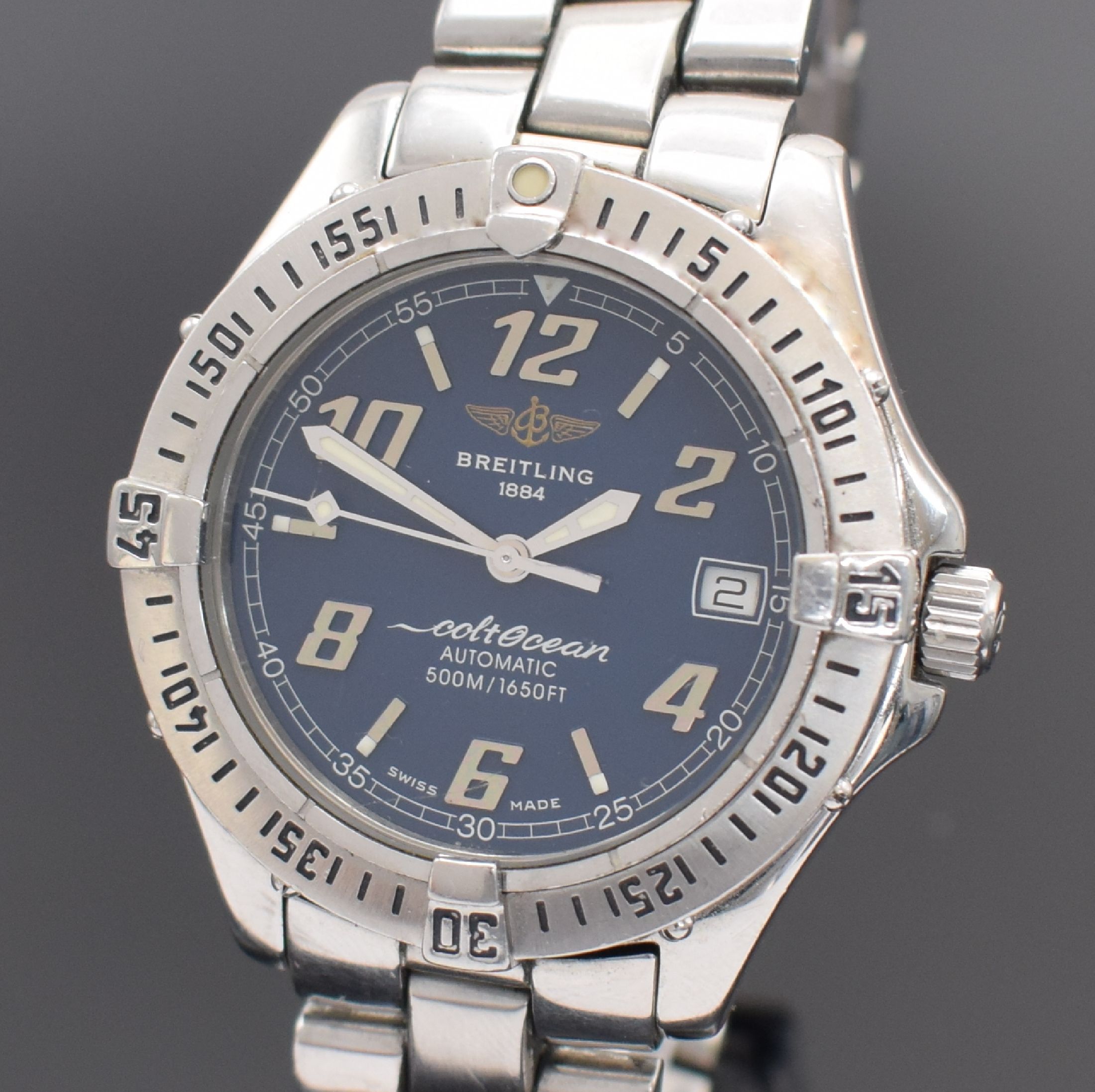 Detail a: BREITLING Colt Ocean Herrenarmbanduhr in StahlReferenz A17050, Schweiz verk. lt. beil. Pap. 12/1999, Automatik, verschr. Boden & Krone, orig. ...