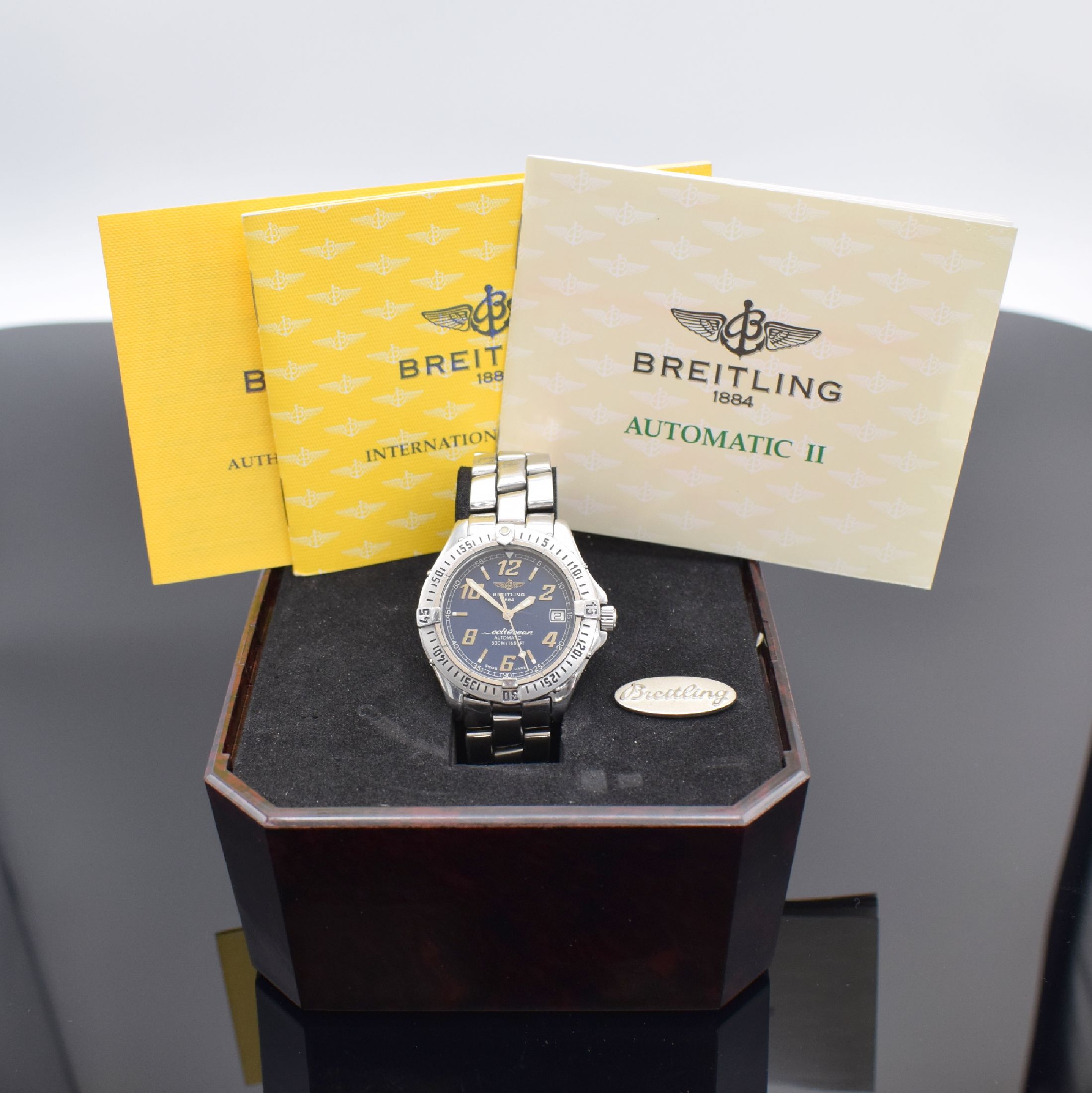 Detail e: BREITLING Colt Ocean Herrenarmbanduhr in StahlReferenz A17050, Schweiz verk. lt. beil. Pap. 12/1999, Automatik, verschr. Boden & Krone, orig. ...