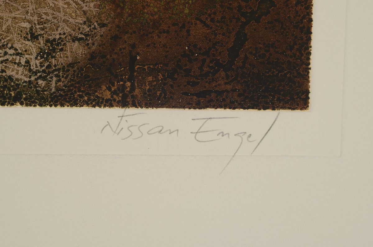 Detail c: Nissan Engel, 1931-2016, Farbradierung, "Fa", num. E.A., Platte ca. 21x29 cm, gesamt ca. 38x50 cm