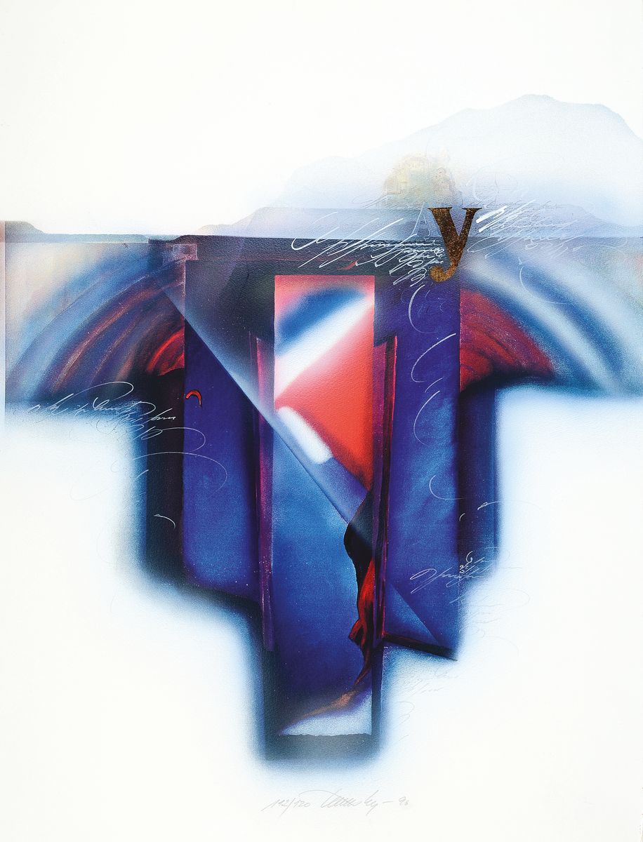 Wulf Reinshagen, geb. 1942, "Bretagne", Seriegrafie 1996, mit Blattgoldauflage, sign., num. 112/120, ca. 65x50 cm
