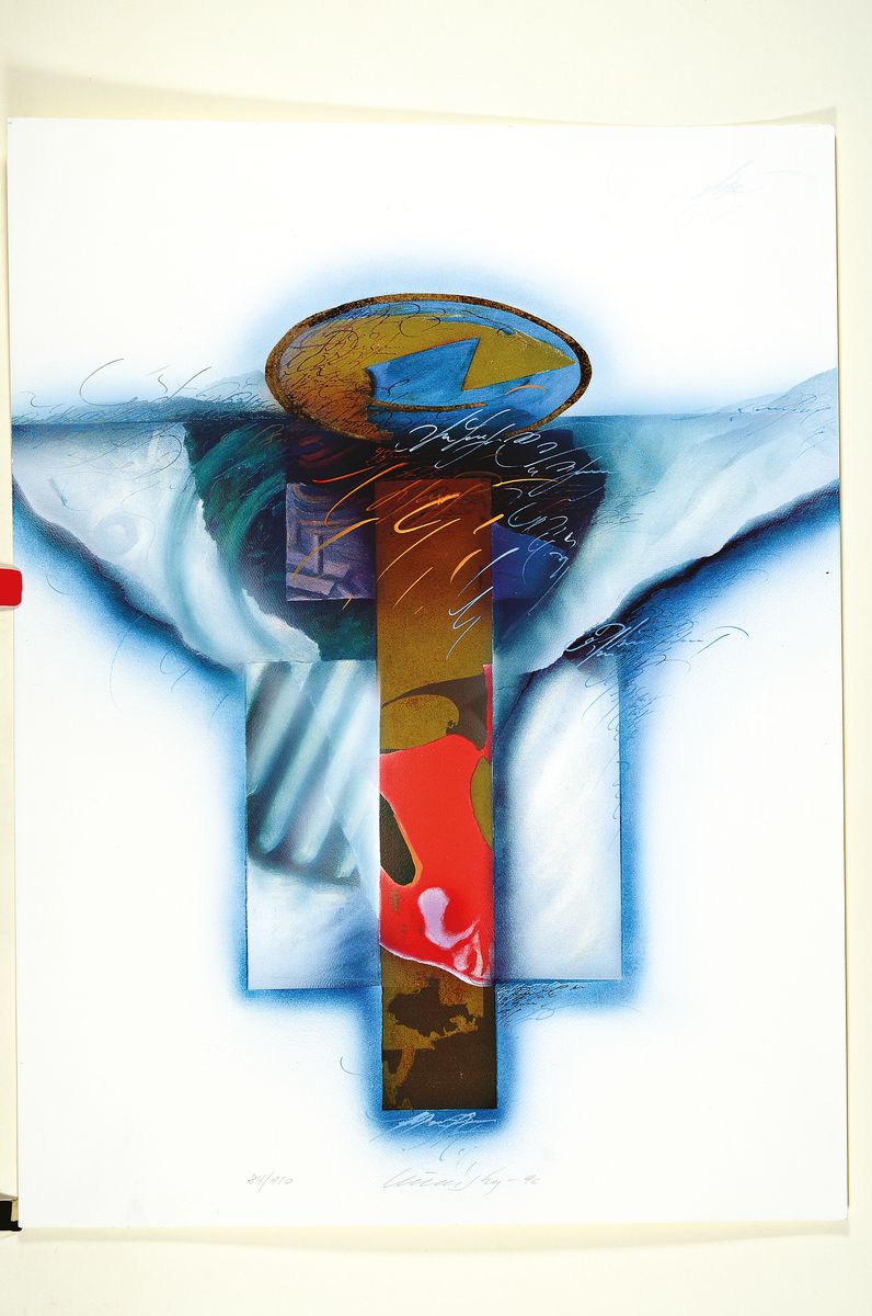 Detail k: Wulf Reinshagen, geb. 1942, "Goldenes Spiegel",serigraphie 1996, Sign., num. 84/120, ca. 65x49 cm