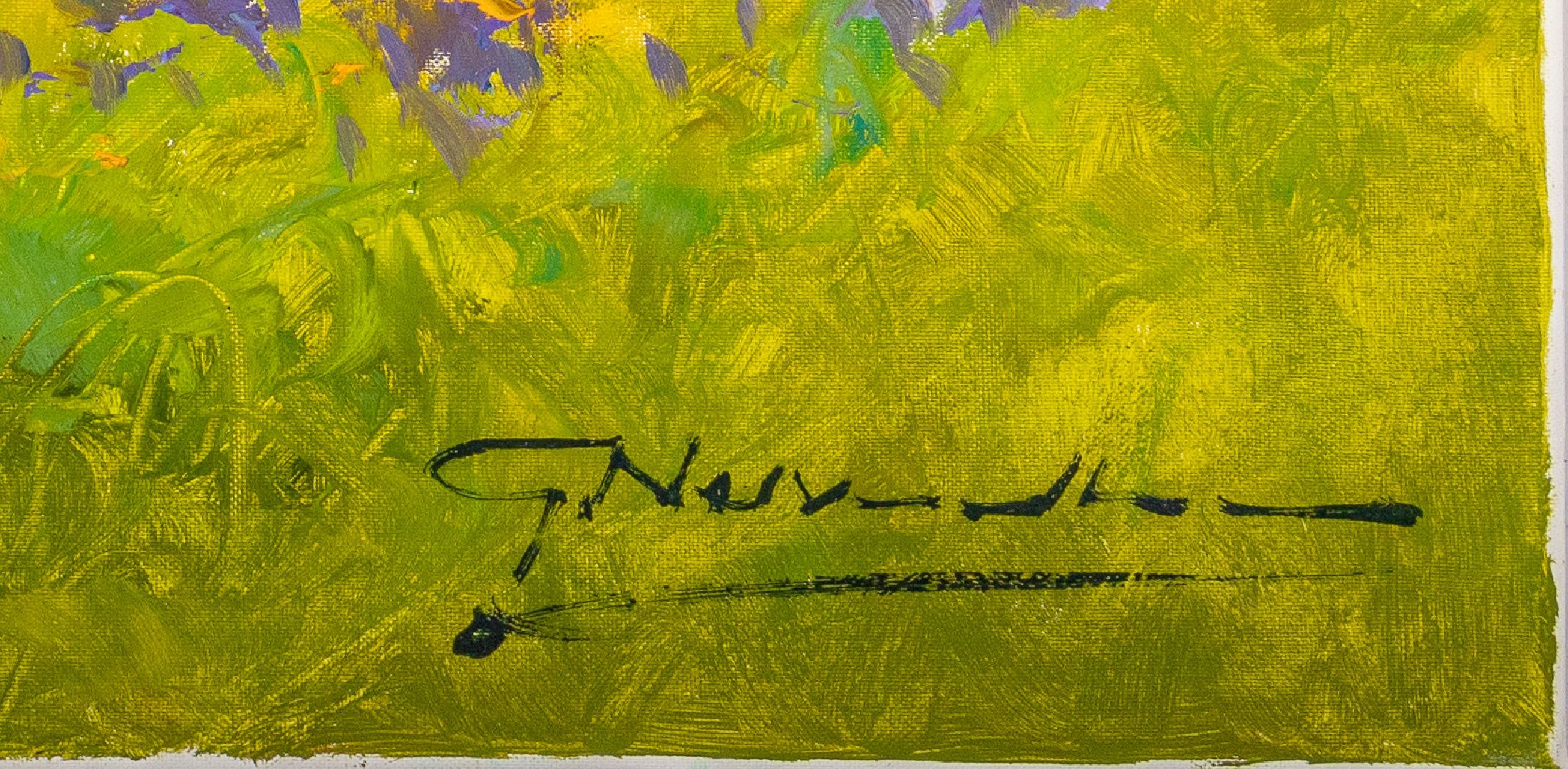 Detail a: Gerhard Nesvadba,geb. 1941 Hessen, zwei sommerliche Landschaften, blühende Lavendelfelder in der Provence, signiert, Öl/Lwd, 70x80 cm