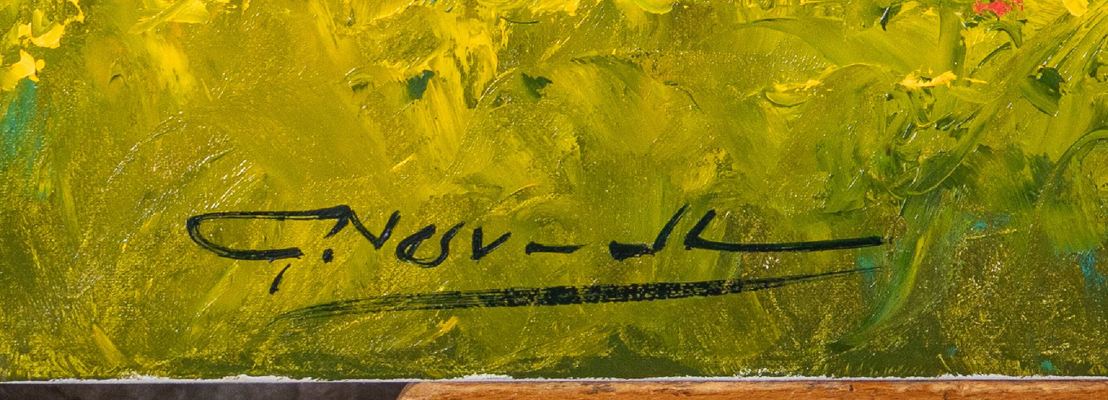 Detail a: Gerhard Nesvadba, geb. 1941 Hessen, zwei Landschaften, herbstliche Weingegend, 70x80cm und Sonnenblumen in der Provence, 60x80 cm, jesigniert, ÖL/Lwd