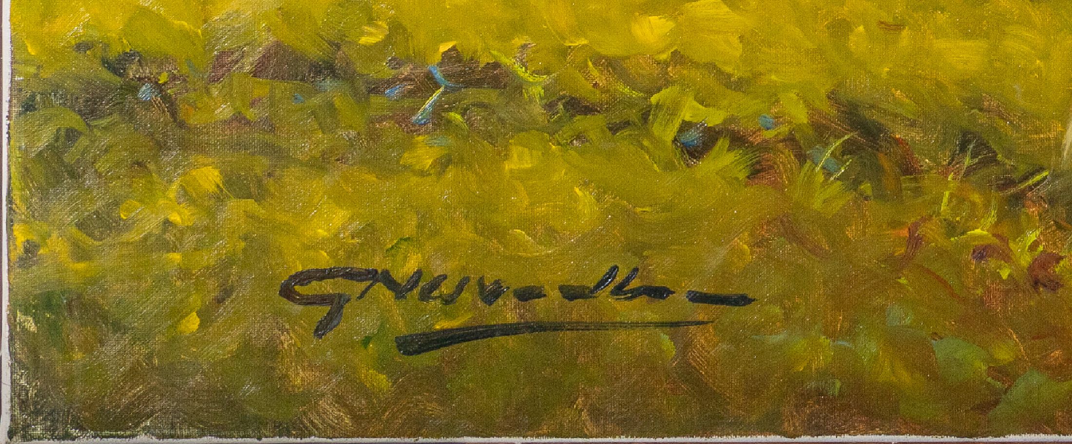Detail d: Gerhard Nesvadba, geb. 1941 Hessen, zwei Landschaften, herbstliche Weingegend, 70x80cm und Sonnenblumen in der Provence, 60x80 cm, jesigniert, ÖL/Lwd