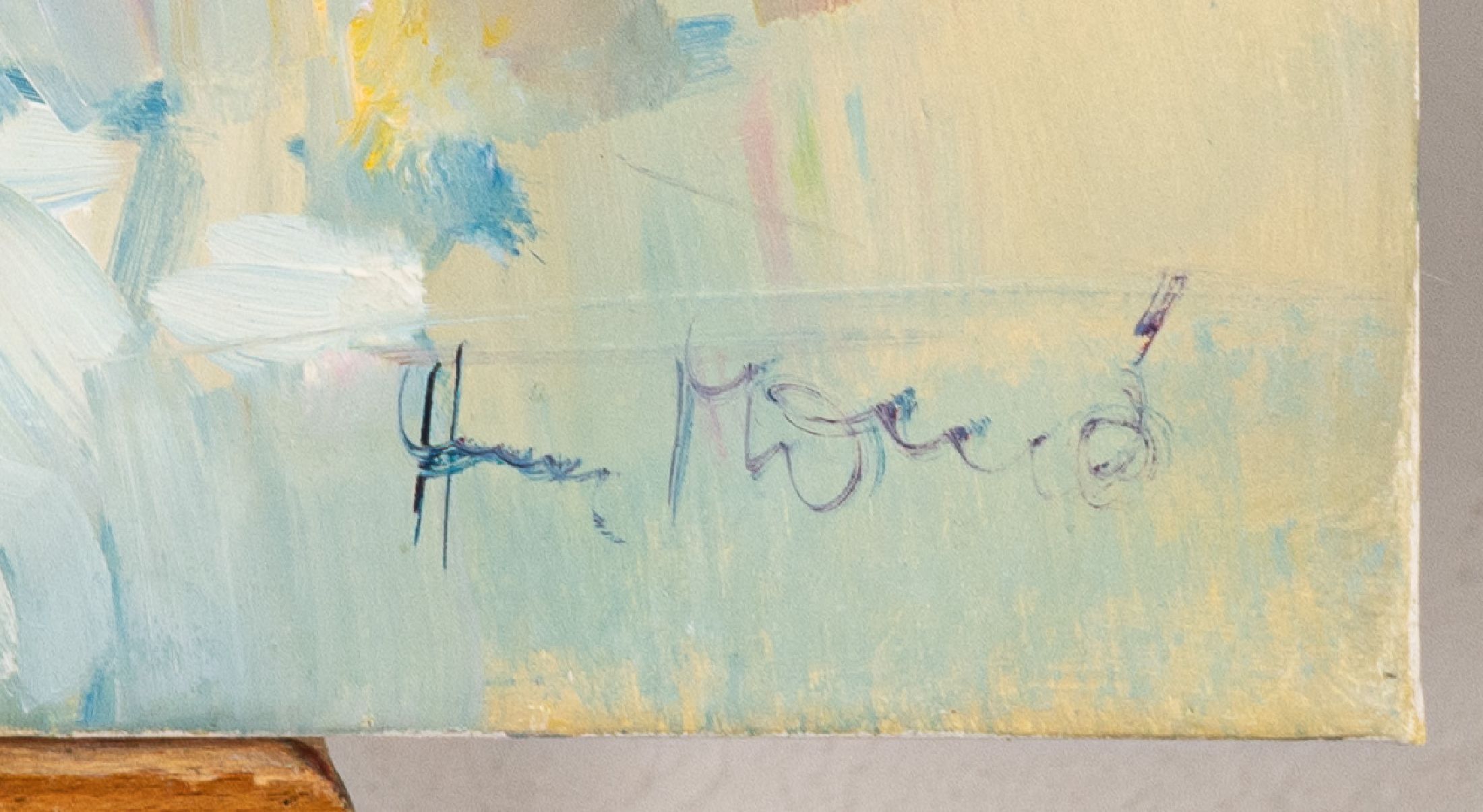 Detail a: Ingfried Paul Henze Morro, 1925 Leipzig-2013 , Studium an den Akademien Leipzig und München, Stillleben mit Blumen vor der Kulissevon Venedig, ...