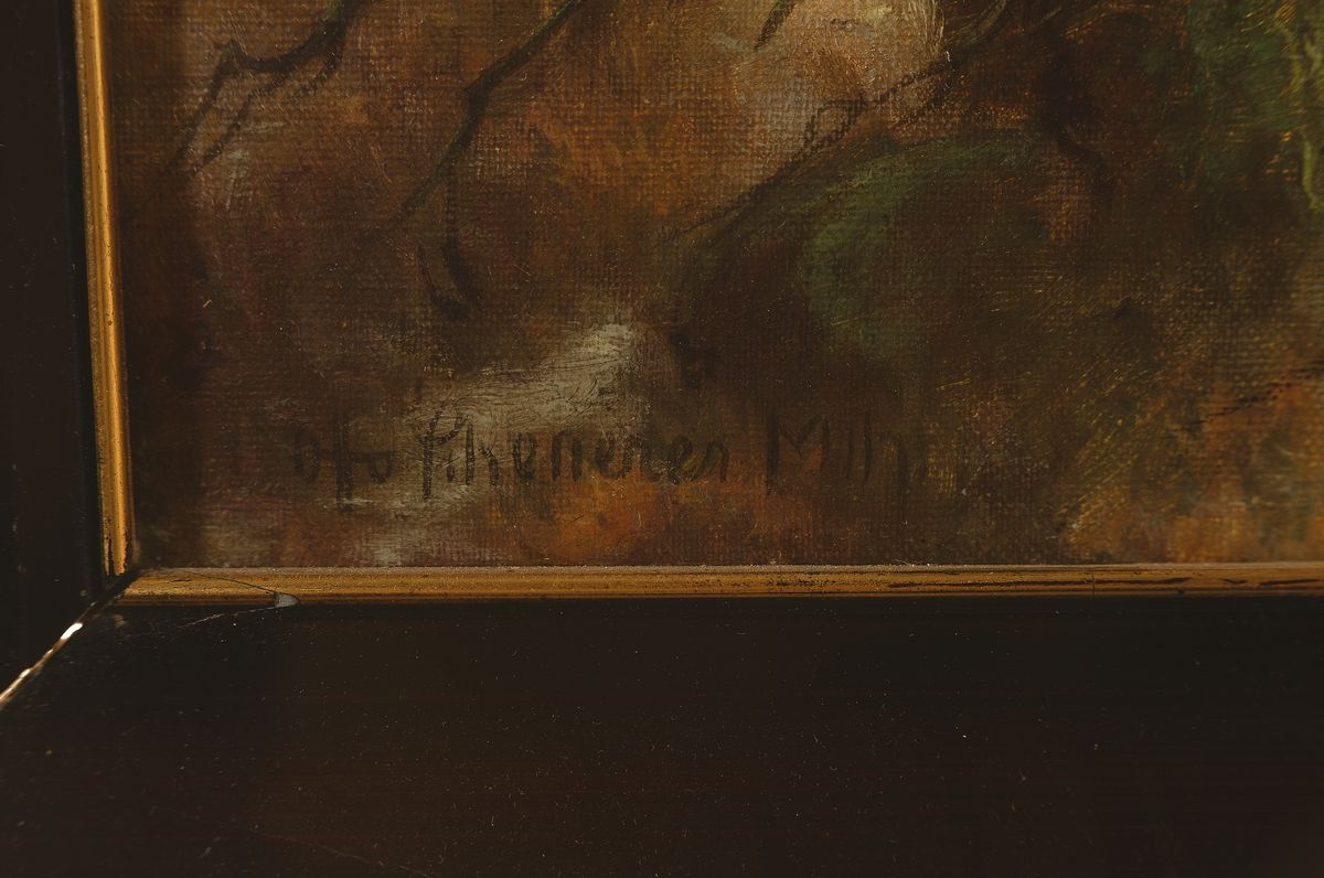 Detail a: Otto Scheuerer, 1862-1934 München, Studium an der Akademie München bei Karl Raupp, Auerhähne im Zwielicht, Öl/Lwd, signiert, Rahmen best., 43x52 ...