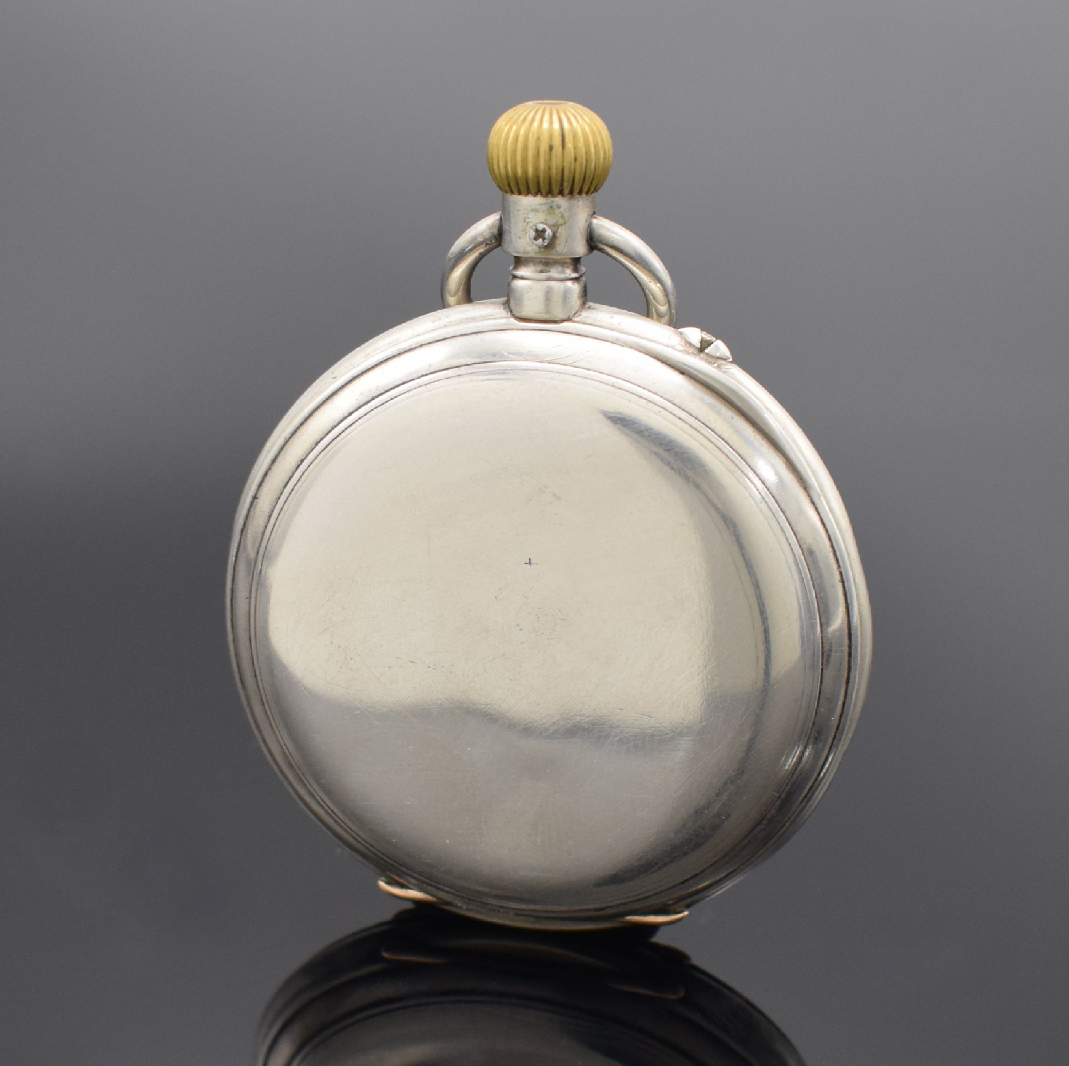 Detail a: DEUTSCHE UHRENFABRIKATION GLASHÜTTE SA offene Taschenuhr in 900er Silber, Deutschland um 1918, glattes Geh. dell., weißes Zifferbl. (nicht ...