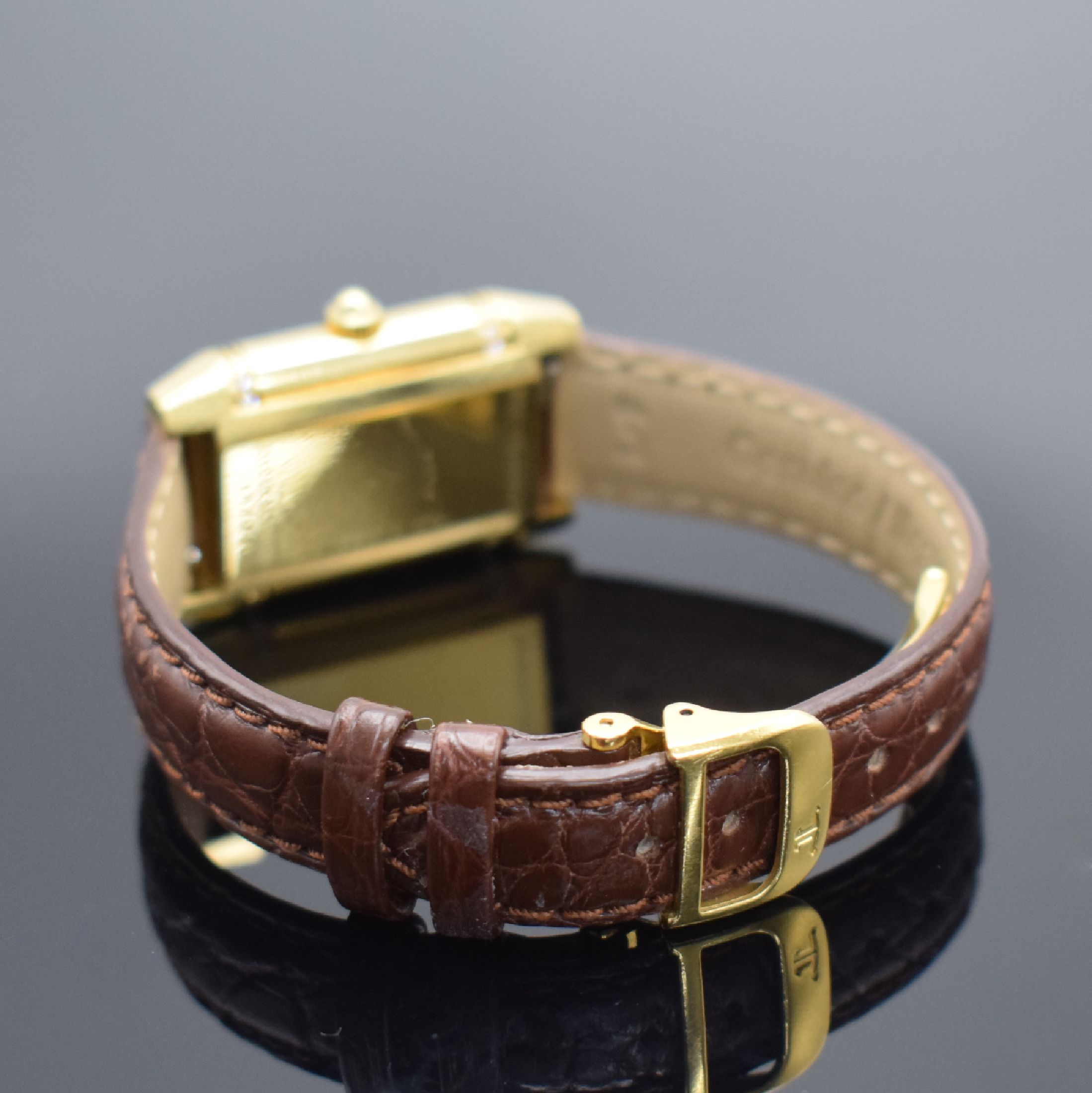 Detail d: Jaeger-LeCoultre Damenarmbanduhr Reverso Duetto in GG 750/000 mit Diamantenbesatz & original Faltschließe in GG 750/000 Referenz 266.1.44, Schweiz ...